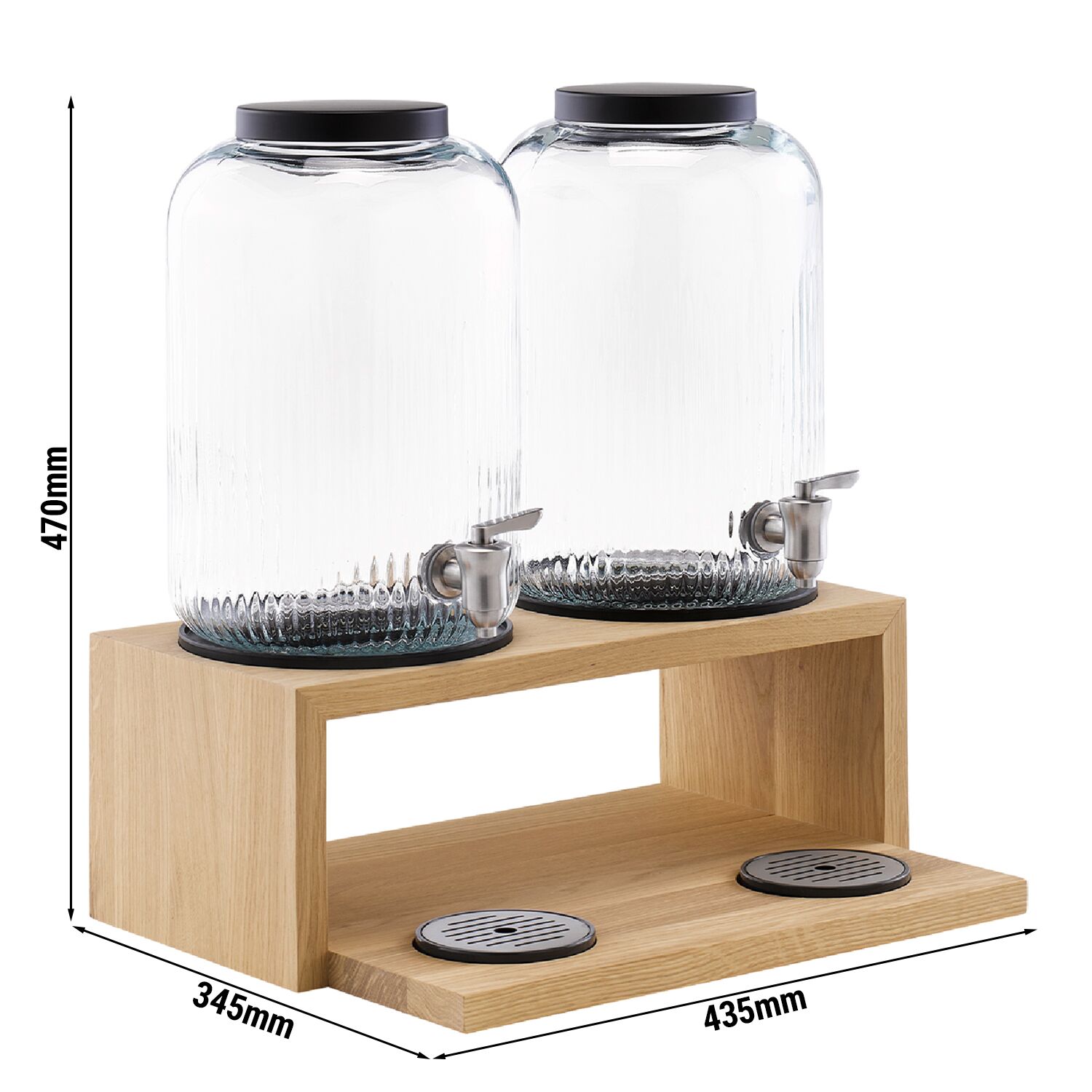 Distributeur de boissons - VALO - Set en 3 pièces - 2 Récipients en verre avec robinet - 2x 7 Litres - incl. Support
