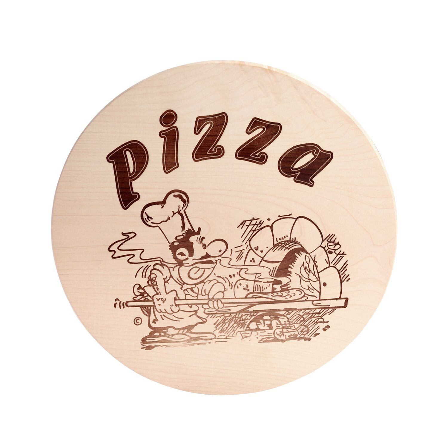 Assiette à Pizza en Bois d'Érable - Ø 300 mm - avec Motif Brûlé