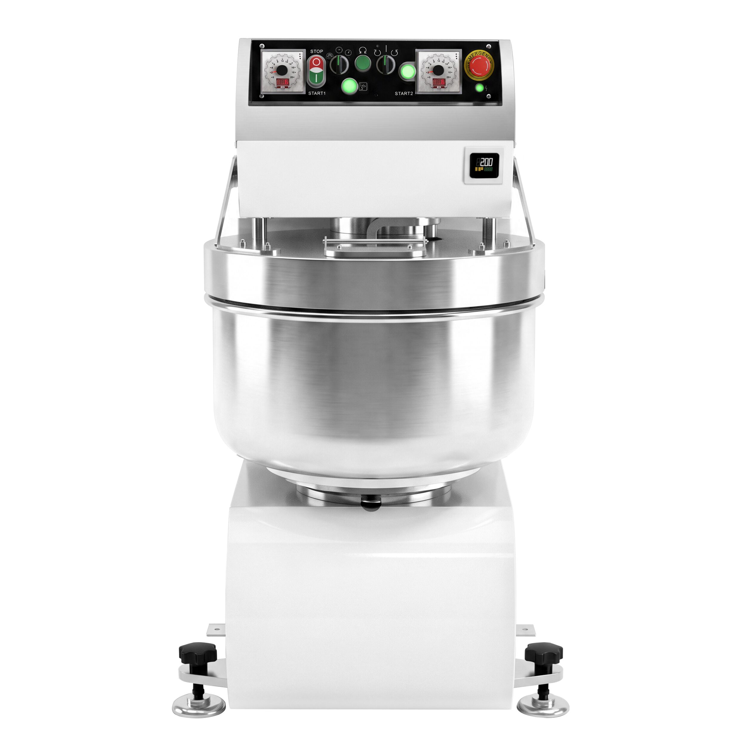 Spiraalkneder PREMIUM PLUS - 157l / 100kg - 2 snelheden - met vaste kom - 2 motoren - timerfunctie - 400V - speciaal voor brooddeeg
