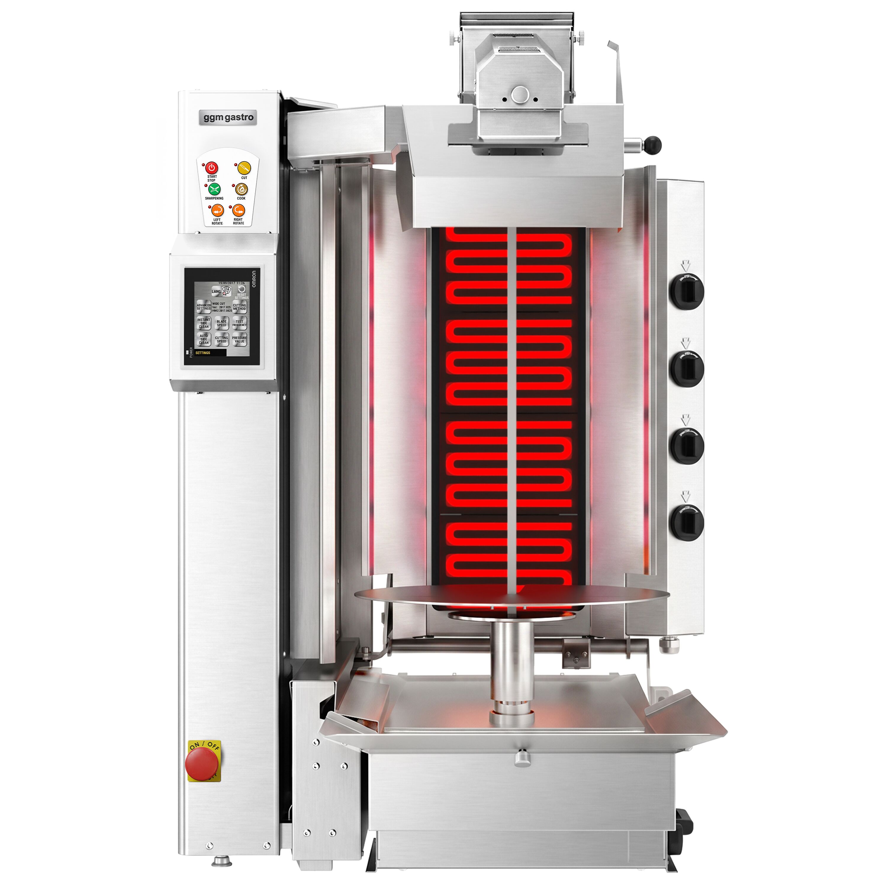 Elektrisk kebabrobot - justerbar brännarsektion - 6,40 kW - max. 95 kg - inkl. 1 köttspett