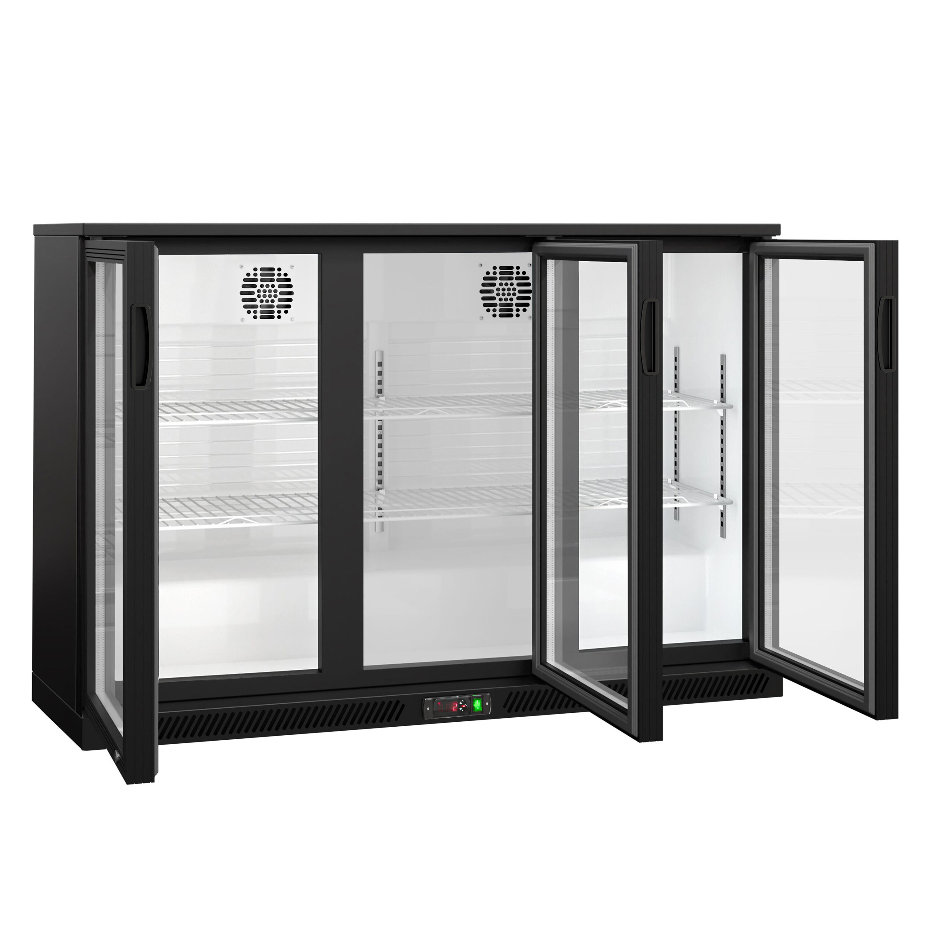 Réfrigérateur de bar – 1350 mm – 320 litres – avec 3 portes vitrées battantes – Noir