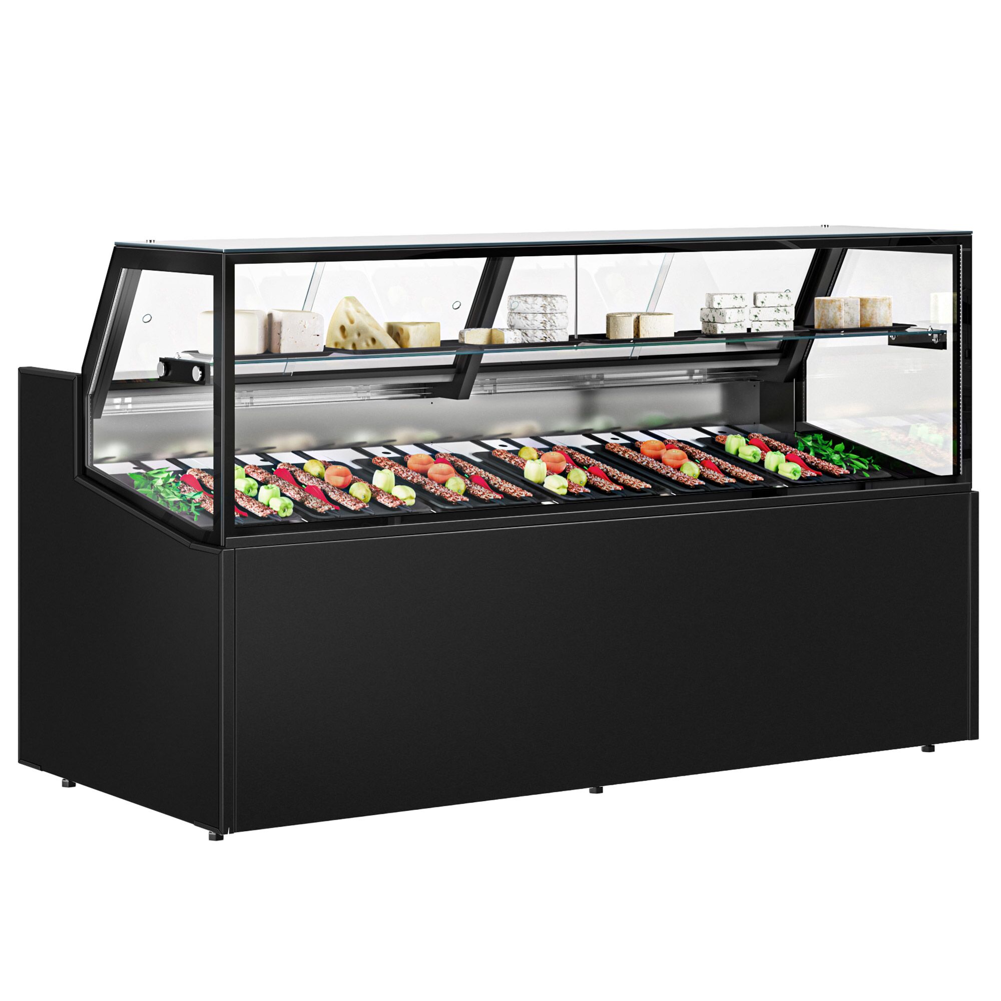 Comptoir vitrine réfrigérée - 1955x910mm - +0/+5°C - 254L - 1 étagère - Double vitrage
