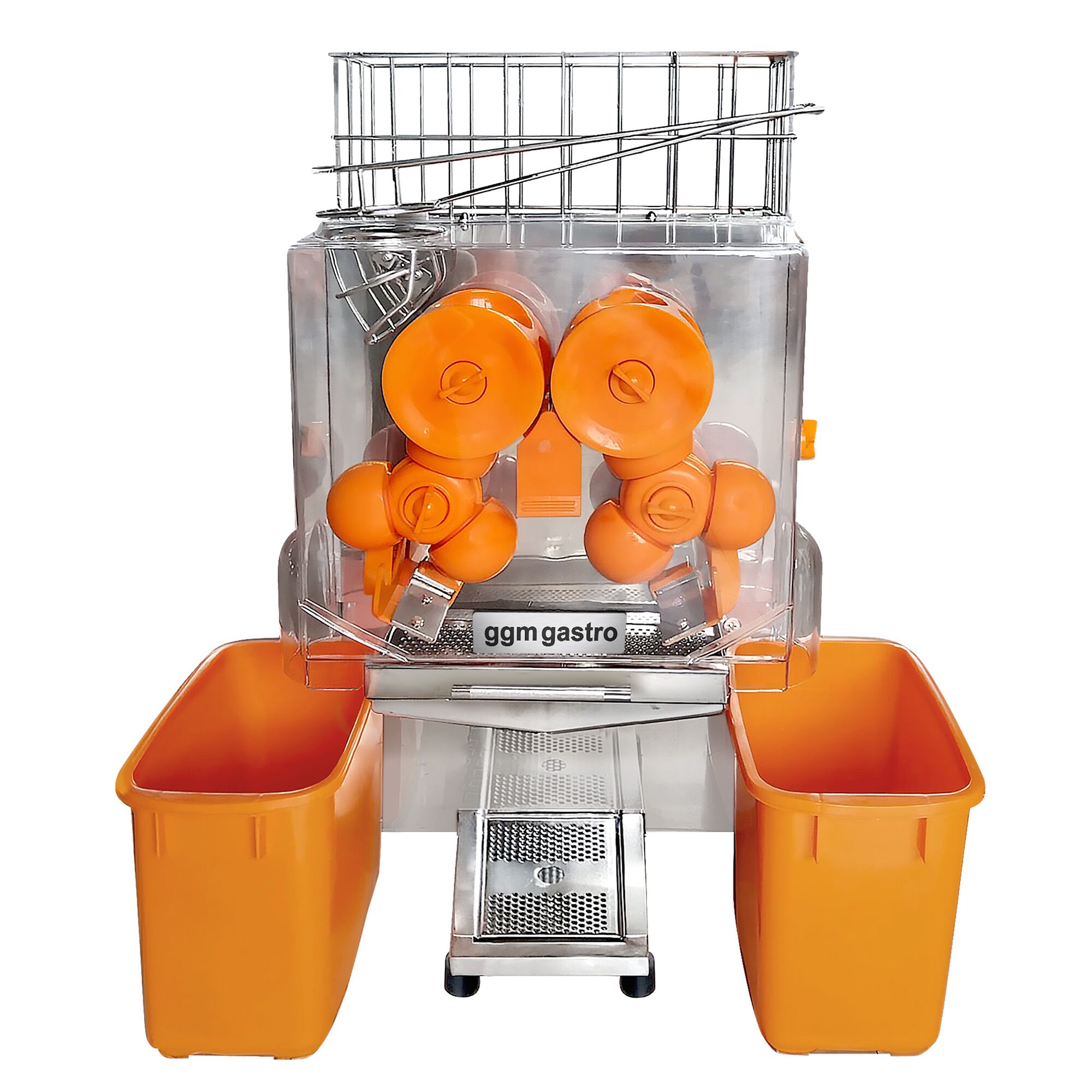 Presse-oranges automatique professionnel - 120W - 47kg - avec dispositif d’alimentation automatique, idéal pour Self-Service, ogives interchangeables - Acier inoxydable
