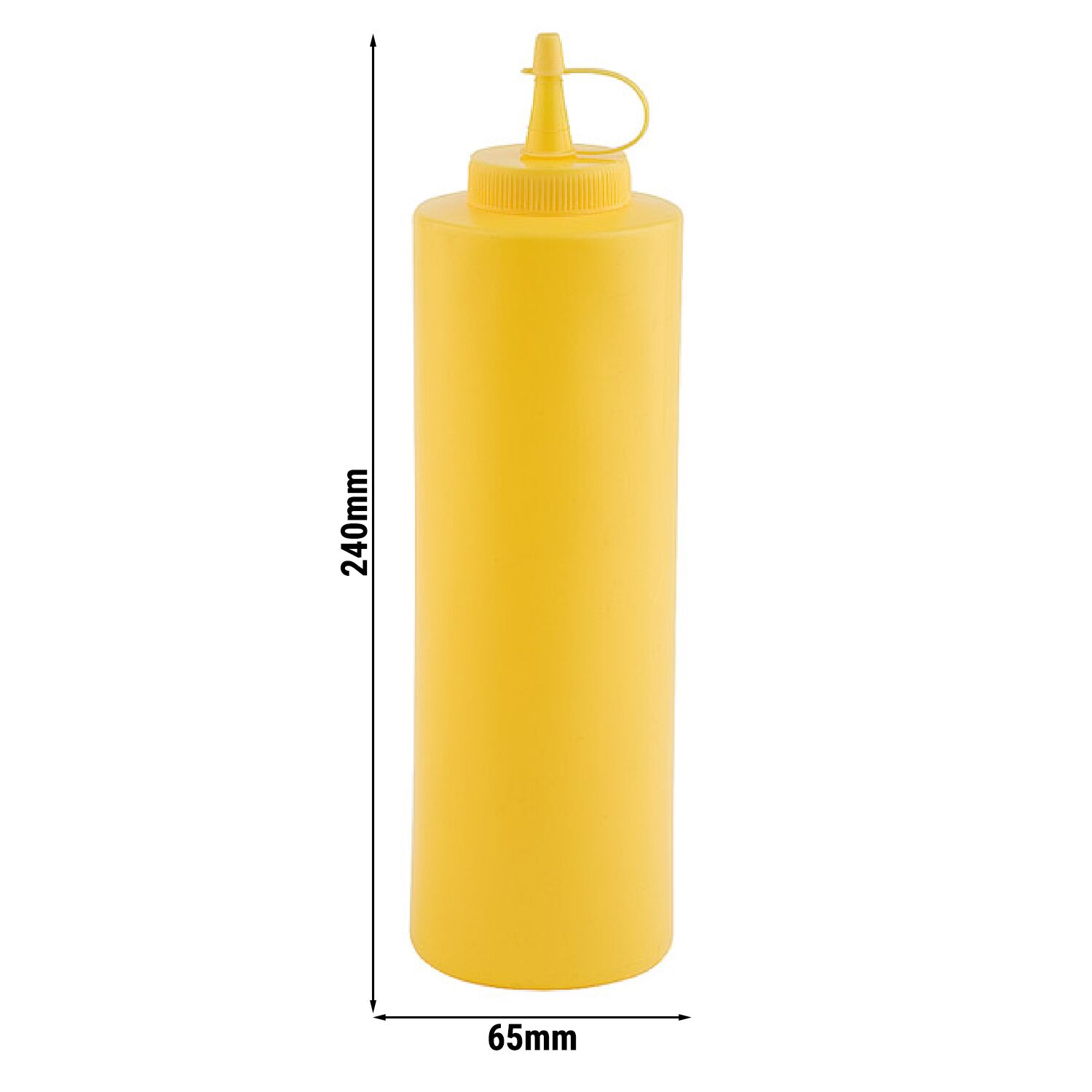 (6 pcs) Bouteille à sauce souple - PEBD - 650ml - Ø65mm - avec capuchon de fermeture - Jaune