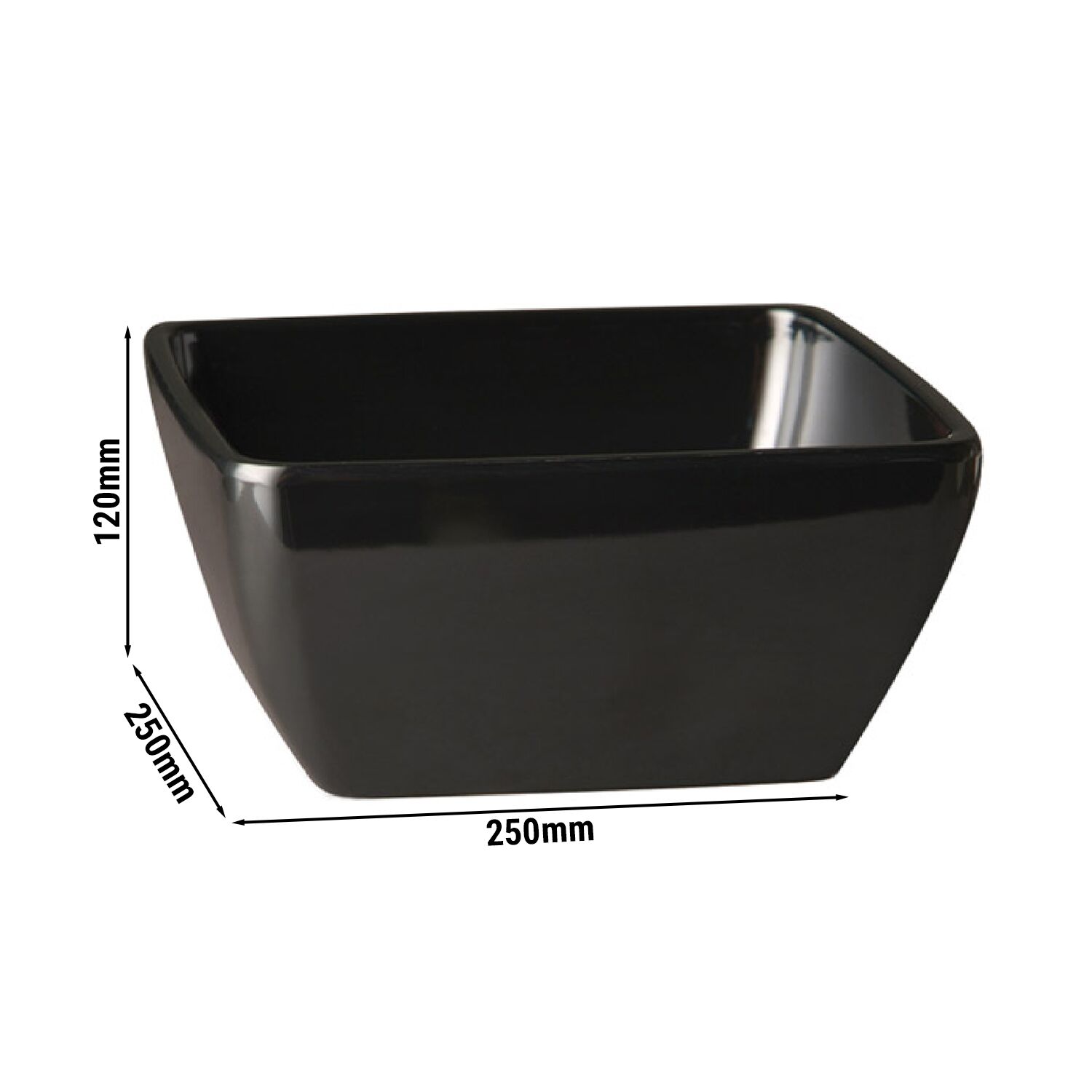 (6 قطع) سلطانية PURE - ميلامين - 3.8 Liter - مربّع - 250x250x120 mm - قابلة للتكديس - آمن لغسالة الصحون - أسود