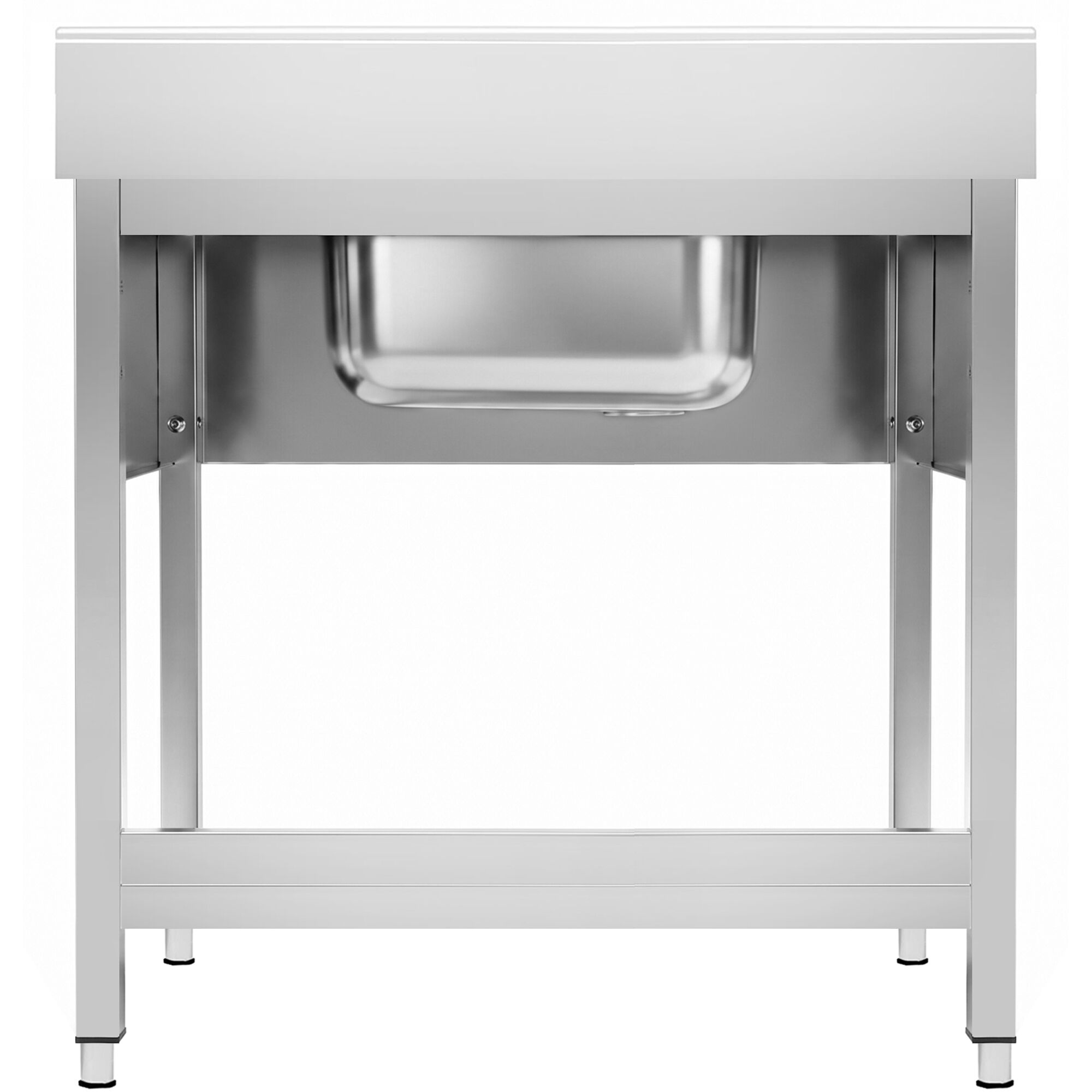Stainless Steel Commercial Sink Unit PREMIUM - 800x600mm - with Single Bowl Centre - with Undershelf - with Upstand