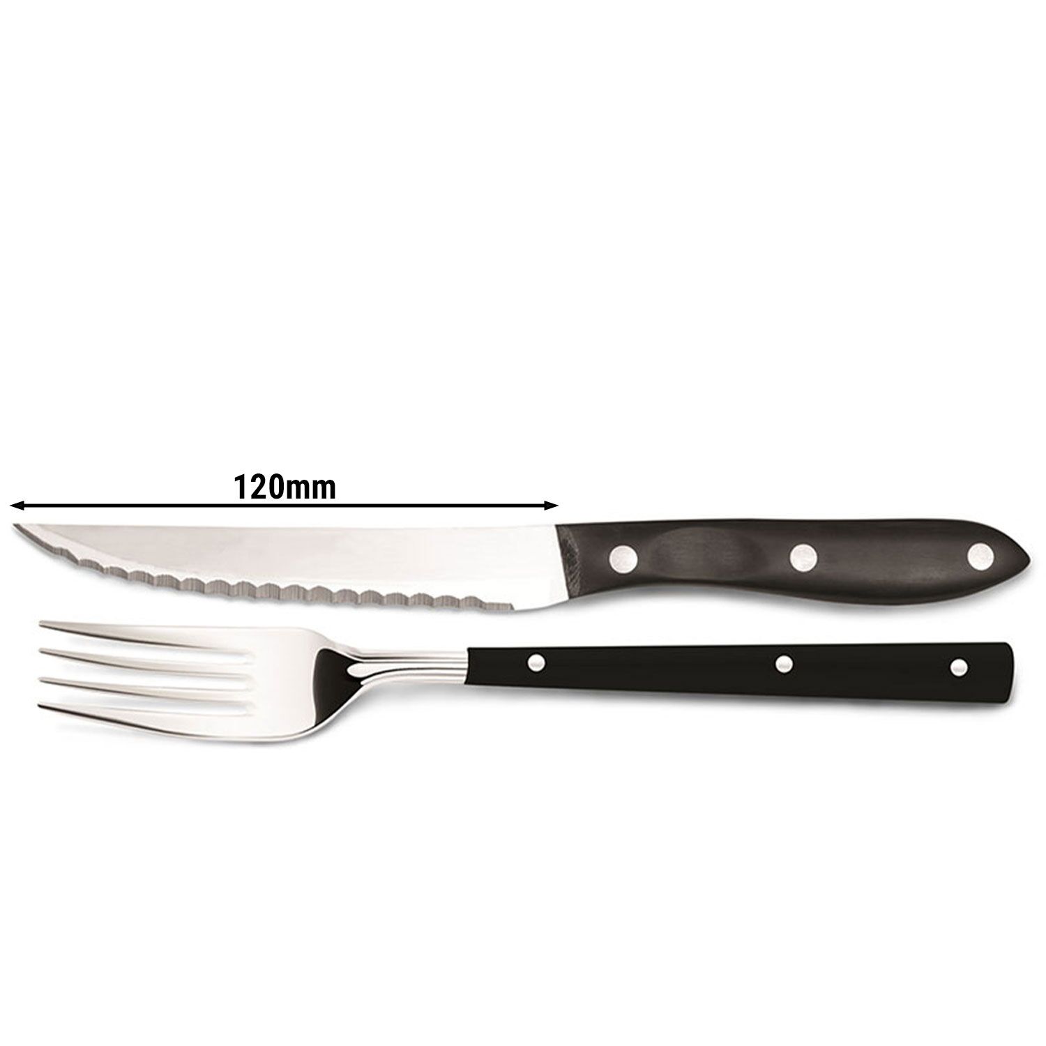 (24 pcs) Ensemble de couverts à steak - Acier inoxydable - 120mm - Brillant - 24 pièces