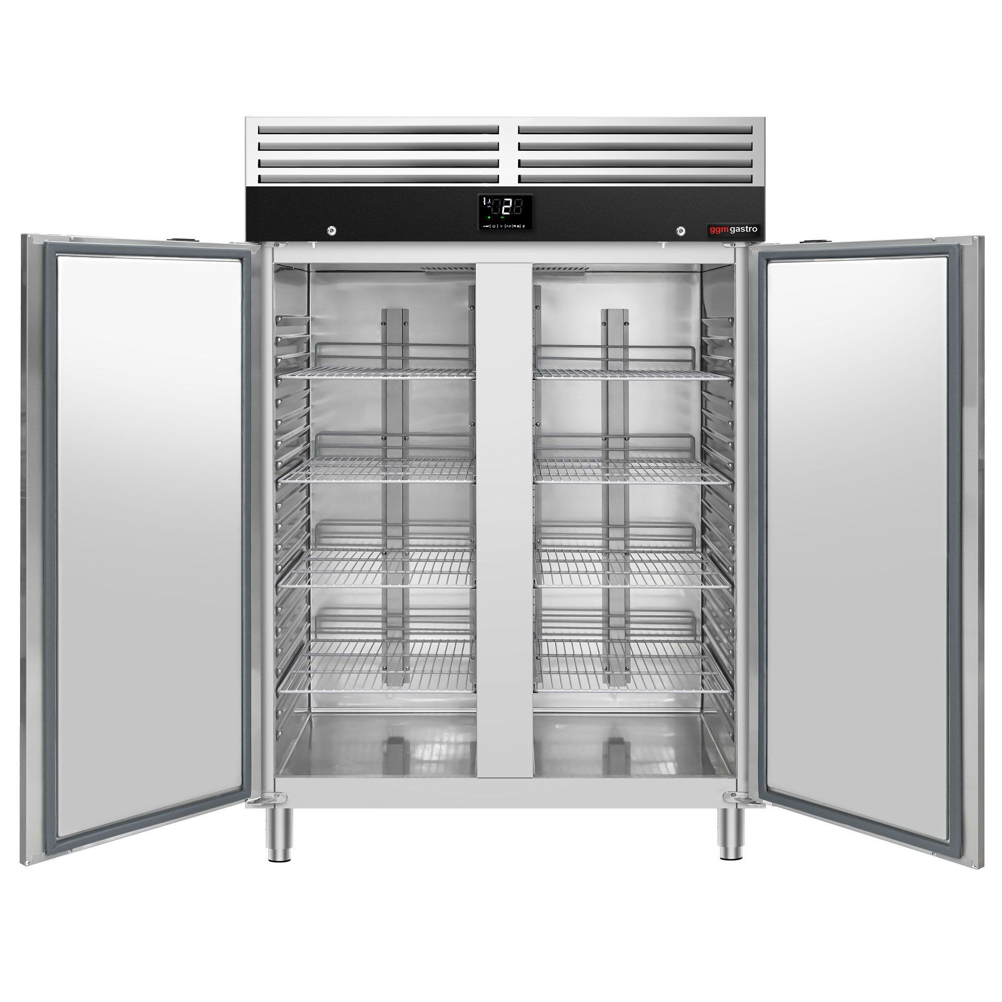 Armoire réfrigérée positive Inox AISI 304 PREMIUM - GN 2/1 - 1200 L - avec 2 portes & 8 grilles
