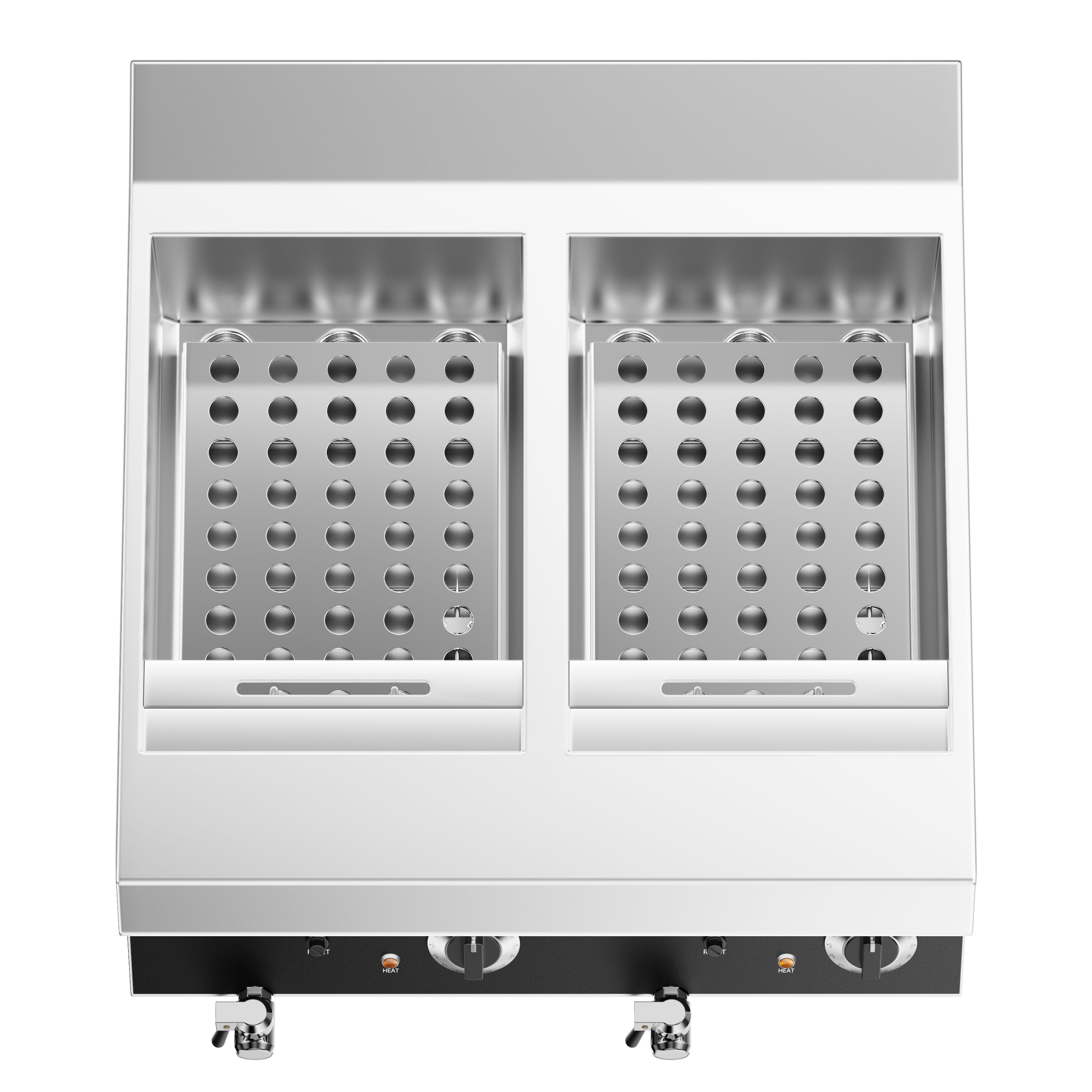 Friteuse électrique double – 600 mm – 13+13 litres – 9 kW – avec robinet de vidange
