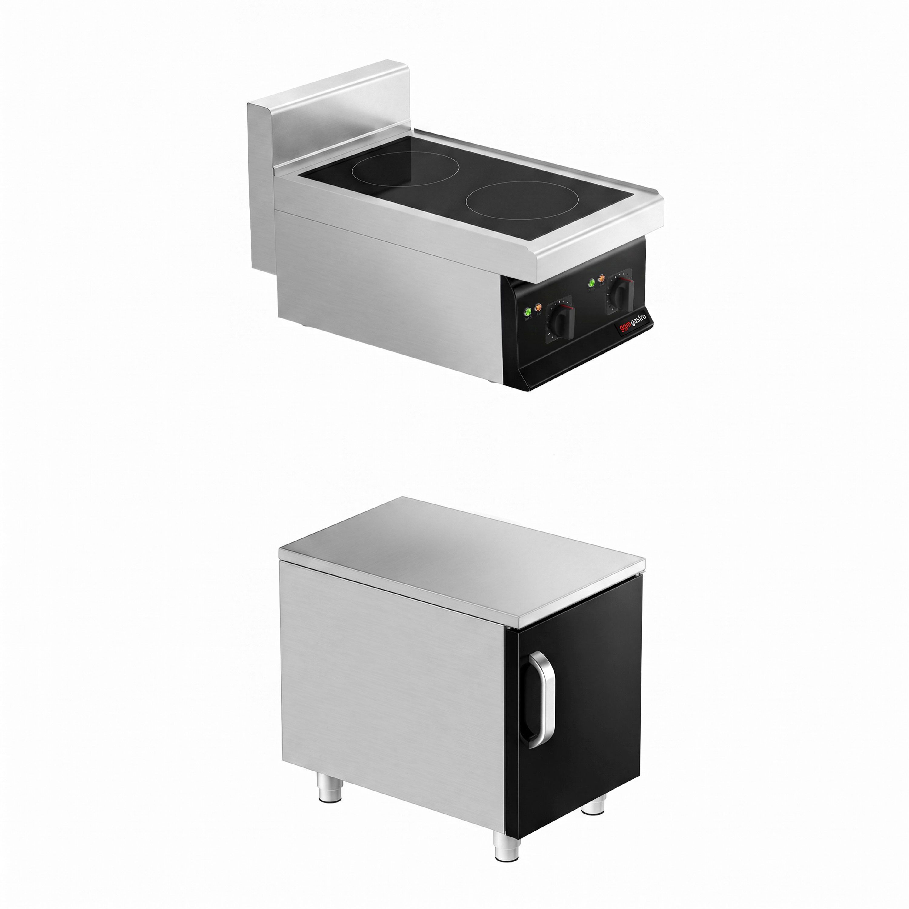 Cuisinière à induction - 7 kW - 2 plaques de cuisson - incl. meuble bas avec 1 porte