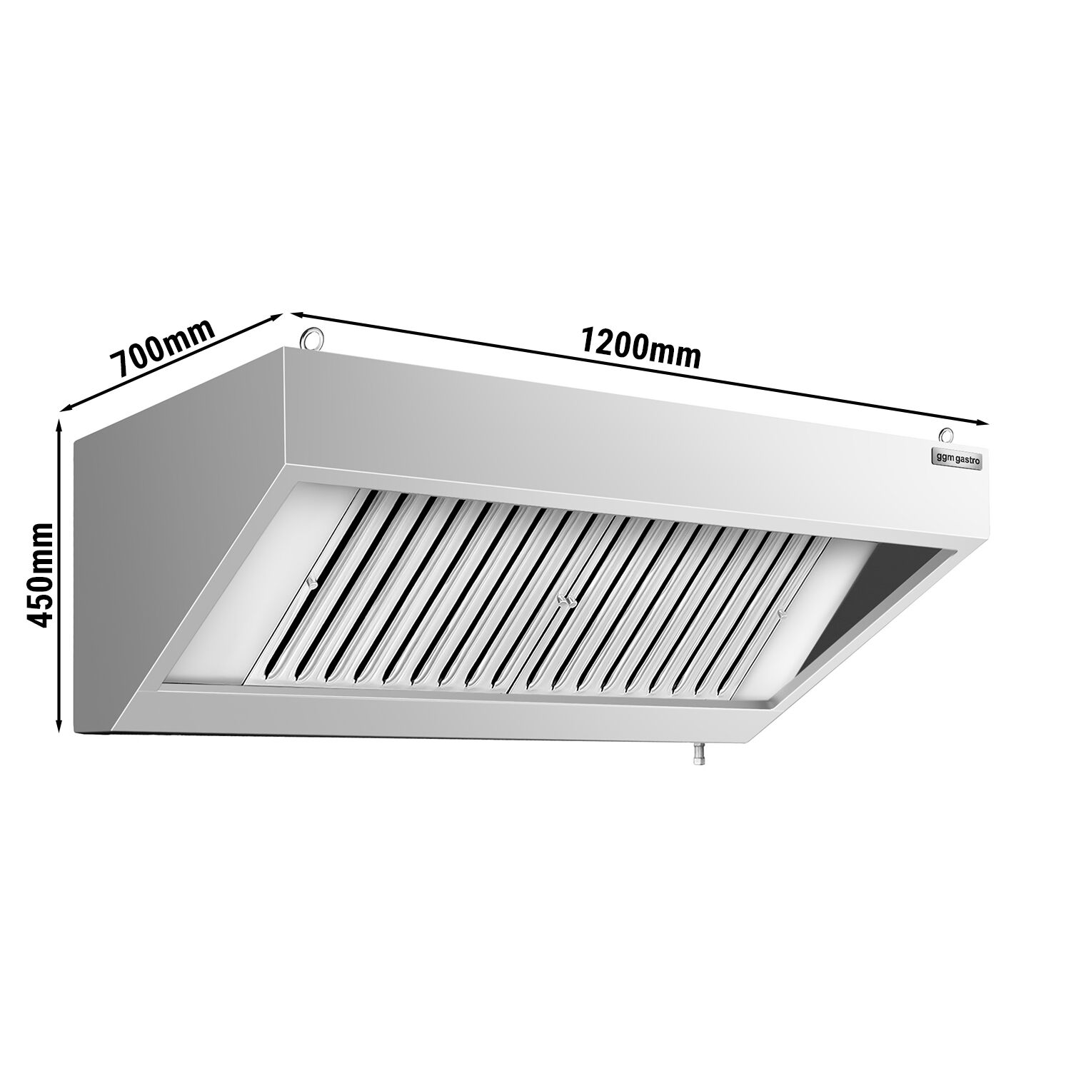 Hotte murale – 1200 mm – avec filtre et éclairage