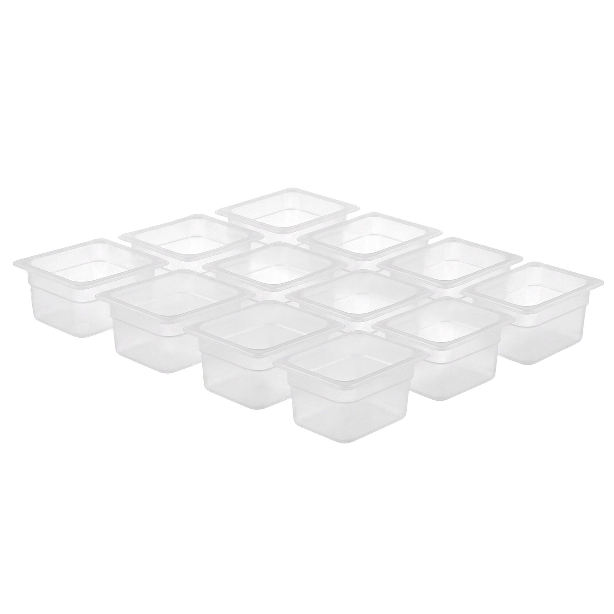 (12 pièces) Bac en Polypropylène - GN 1/6 - Translucide - 1 L - Hauteur : 65 mm