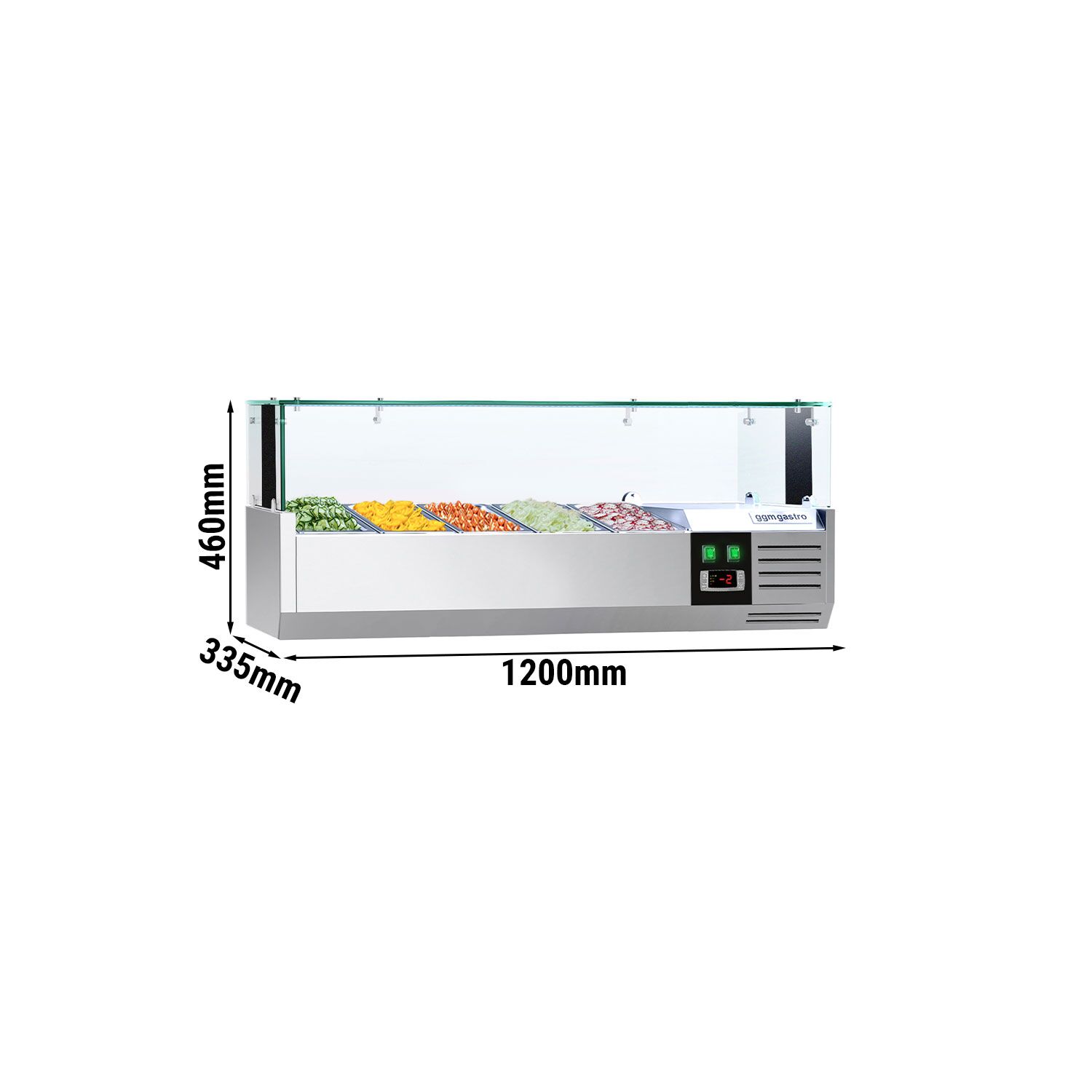 Vitrine Réfrigérée à Ingrédients PREMIUM avec éclairage LED - 1200x335mm - 5x GN 1/4