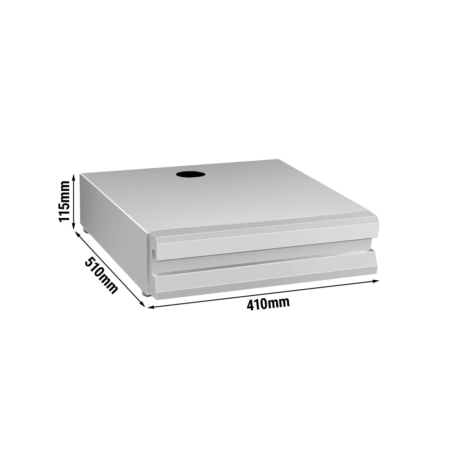 Kaffeesatzschublade - Einzeln - 510x410x115mm - mit Abklopfer - Silber