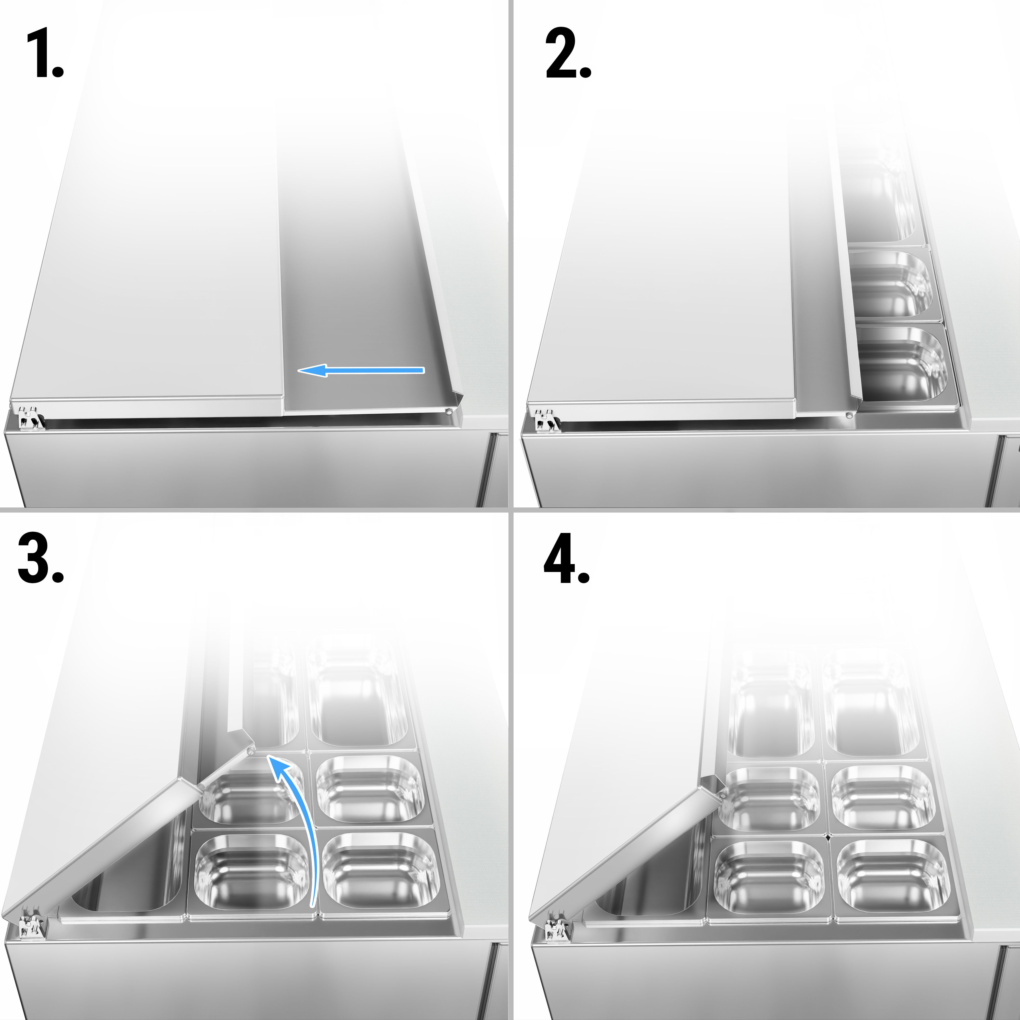 Saladette réfrigérée PREMIUM - 450mm - 102L - 1 porte - avec découpe pour 1x GN 1/1 & Couvercle inox