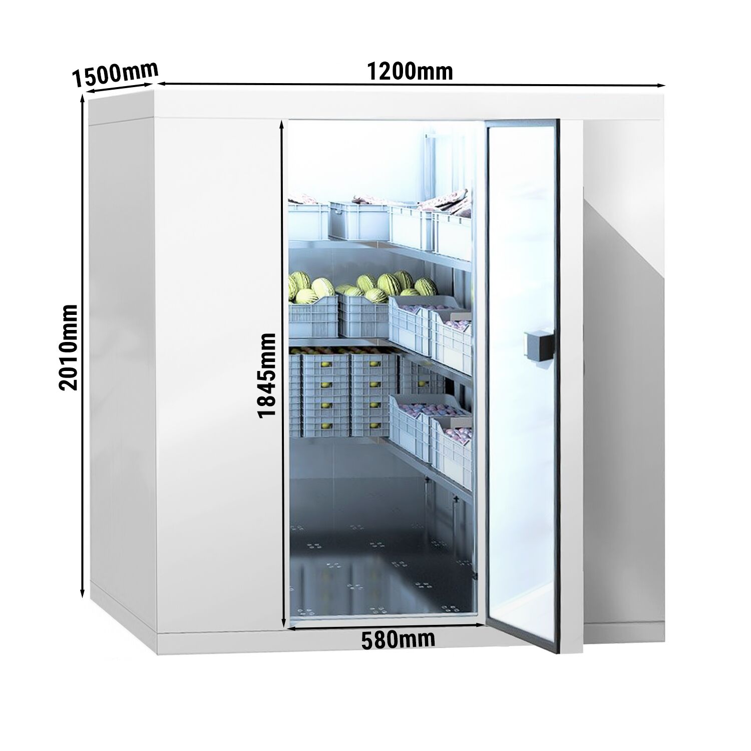 Chambre froide - 1200 x 1500 mm - 2,6 m³