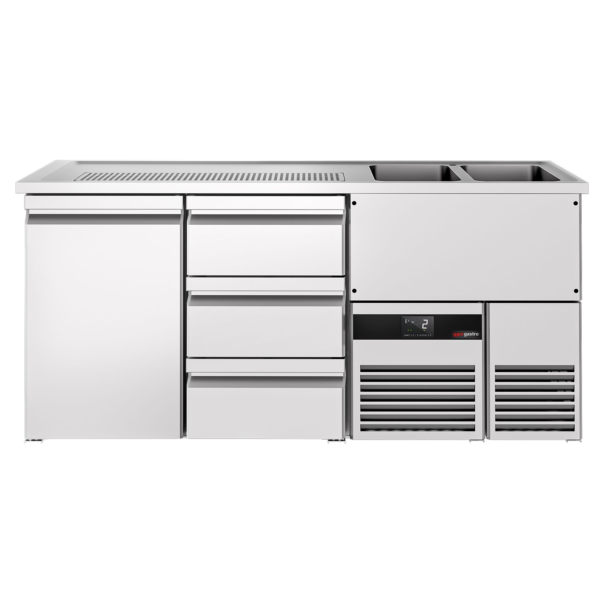 Comptoir de bar réfrigéré PREMIUM - 1950x700mm - 1 porte & 3 tiroirs