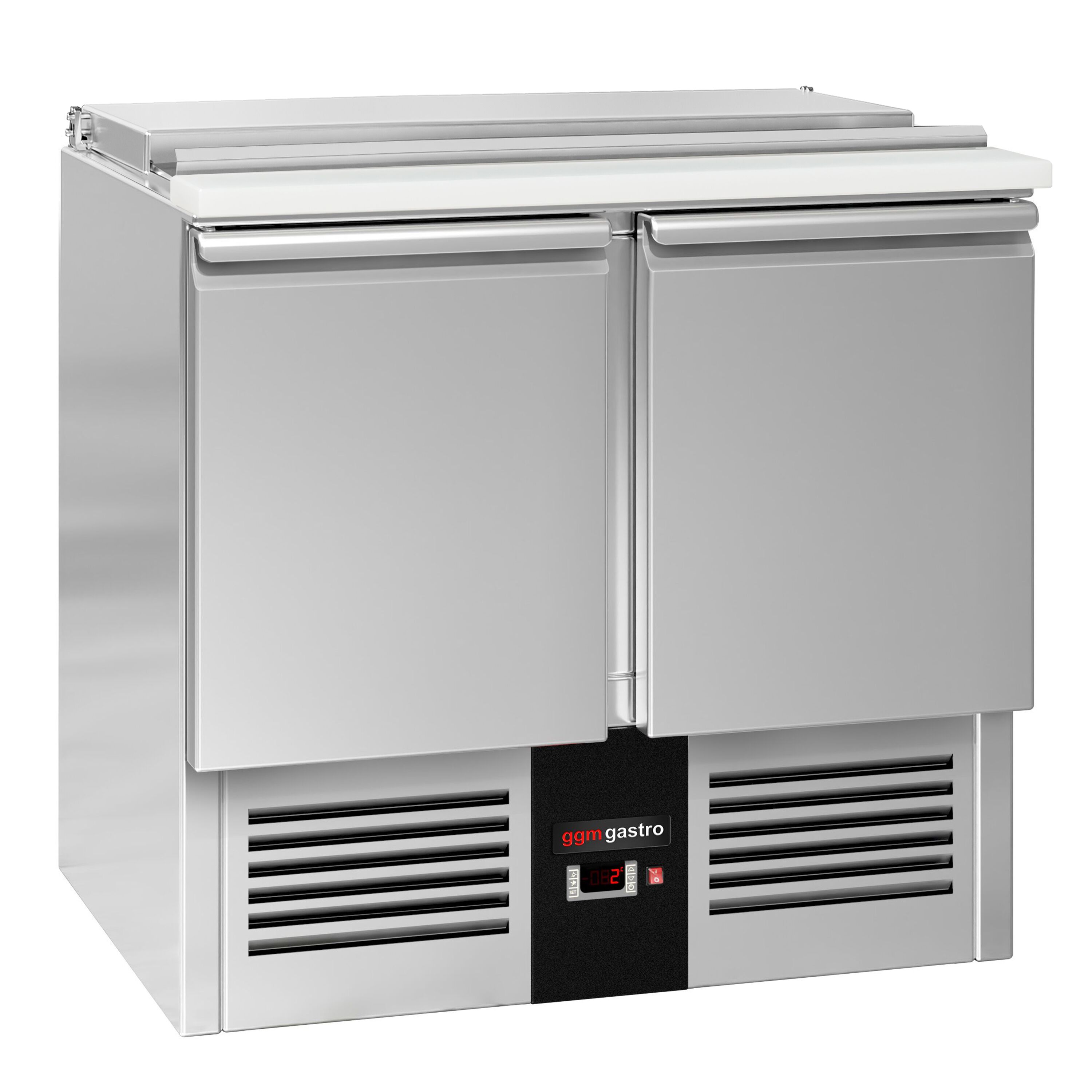 Saladette réfrigérée PREMIUM - 903mm - 240L - 2 portes - pour 2x GN 1/1 & 3x GN 1/6 & Couvercle inox