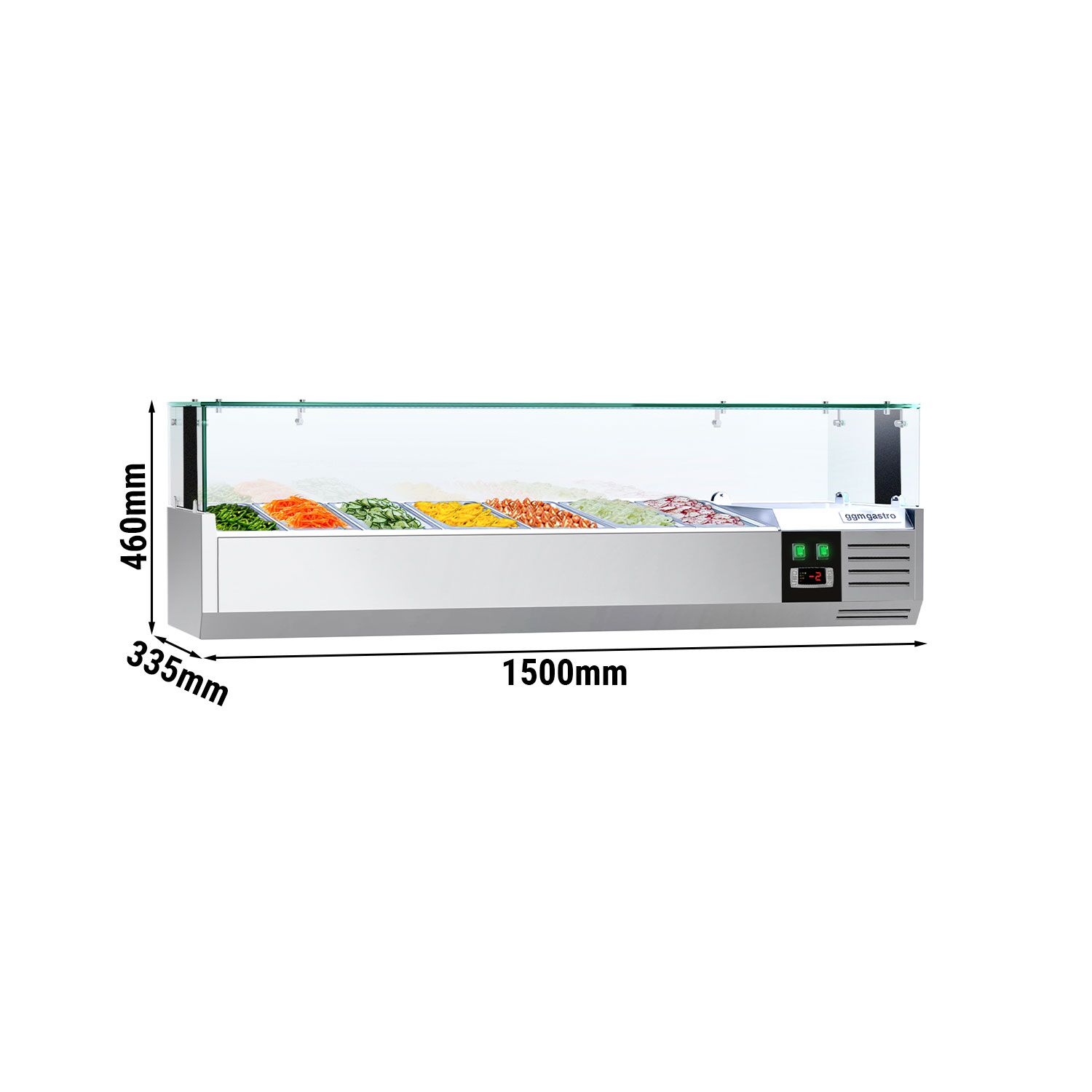 Vitrine Réfrigérée à Ingrédients PREMIUM avec éclairage LED - 1500x335mm - 7x GN 1/4