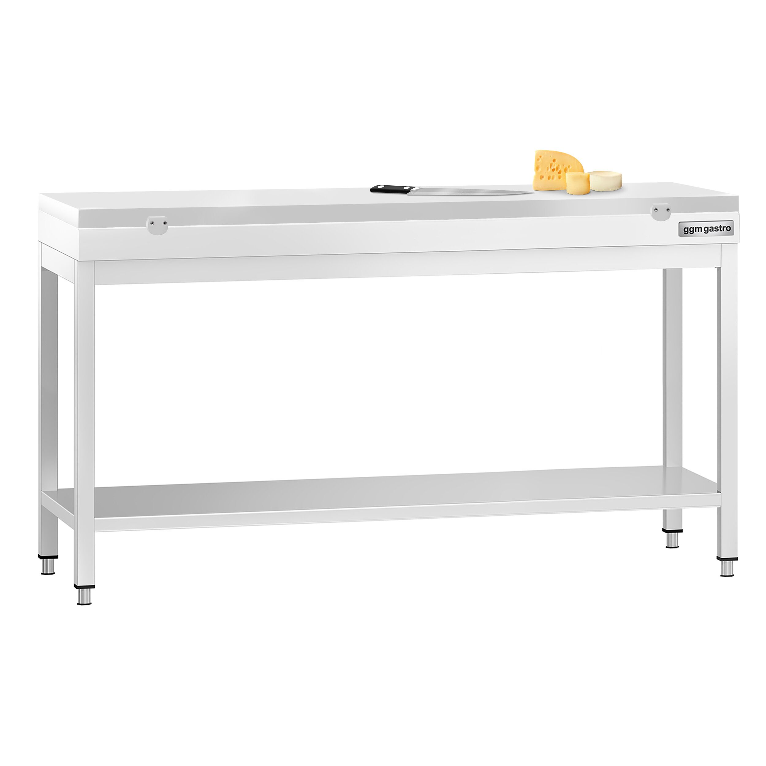 Table de travail inox PREMIUM - 1800 x 600 mm - avec tablette inférieure - incl. Planche à découper Blanche