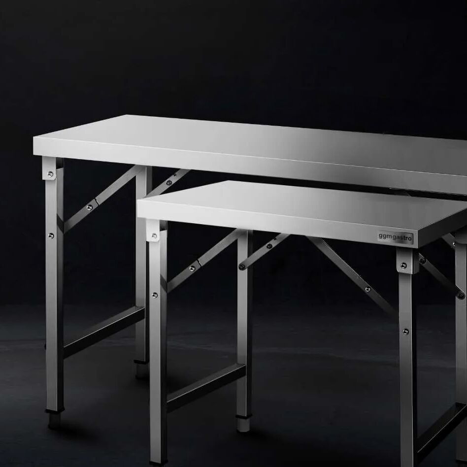 Tavolo da lavoro in acciaio inox - pieghevole - 1500x600mm