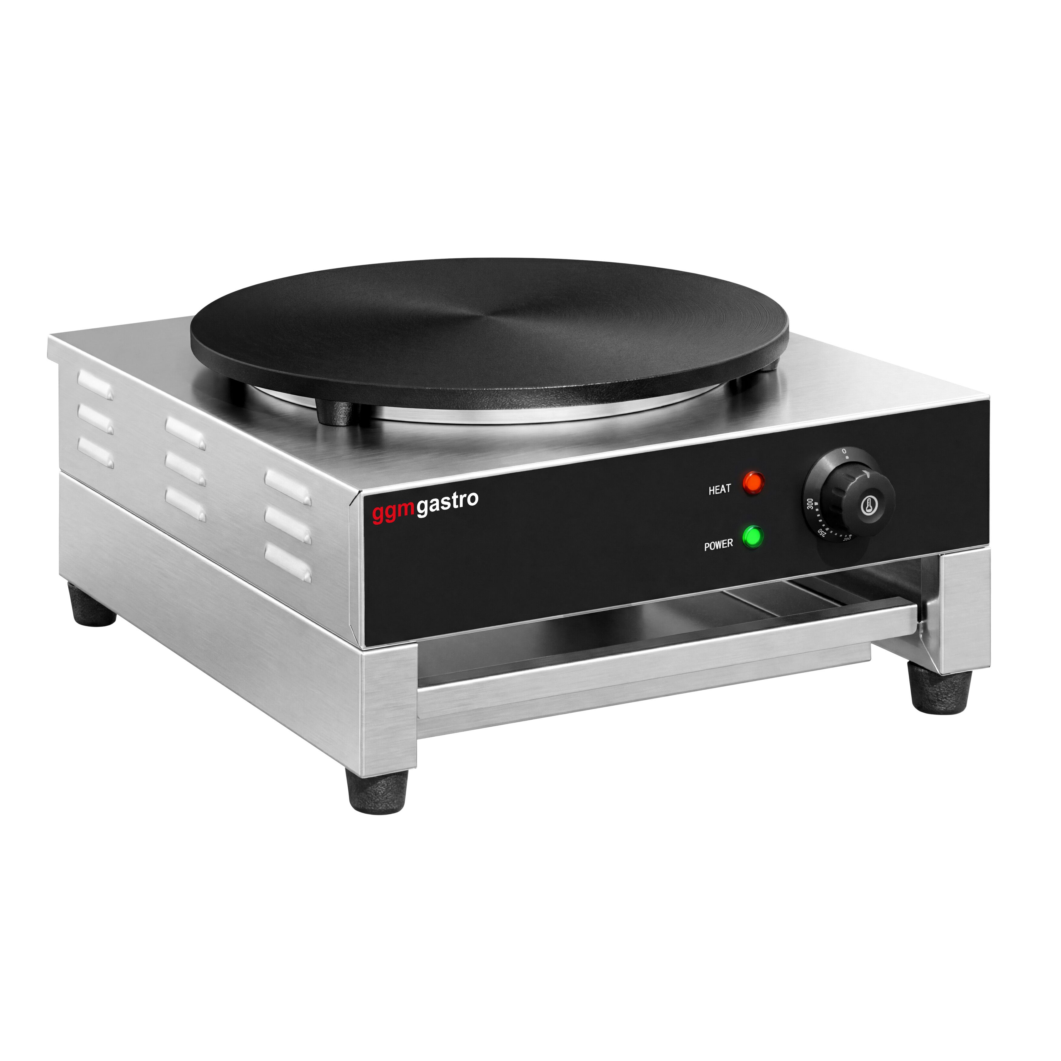 Crêpière professionnelle - Thermostat réglable - Ronde - Ø 400mm incl. râteau à crêpes