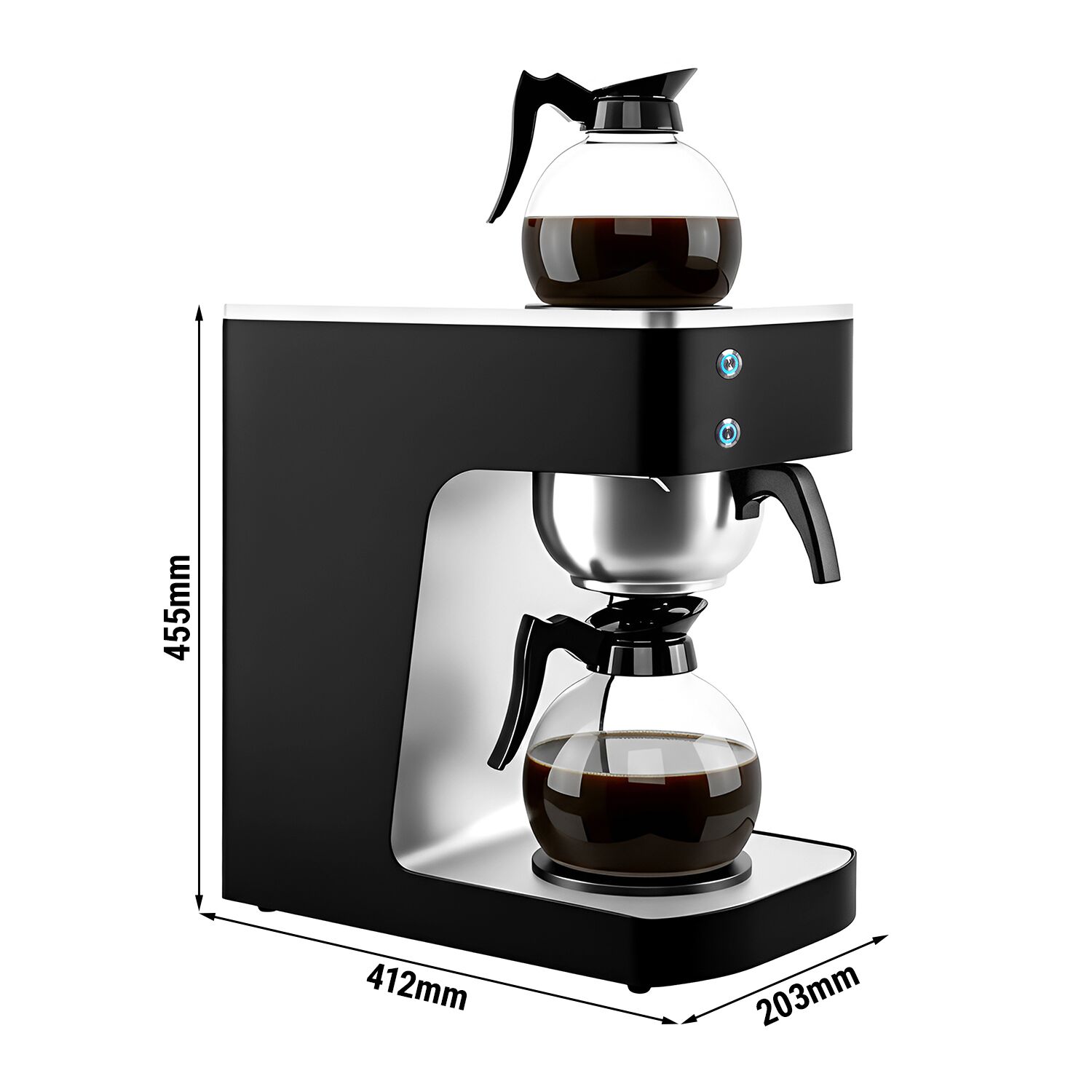 Commercial Filter Coffee Machine - 1.8L - 2.0 kW - with manual fill & 2 hot plates - incl. 2 glass jugs