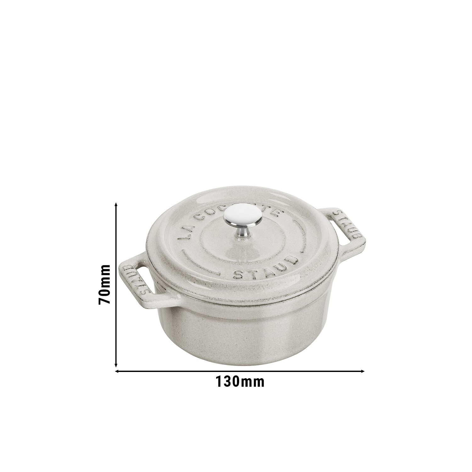 STAUB | Mini Cocotte Round Enamelled Cast Iron Casserole Dish – Ø10 cm – White Truffle