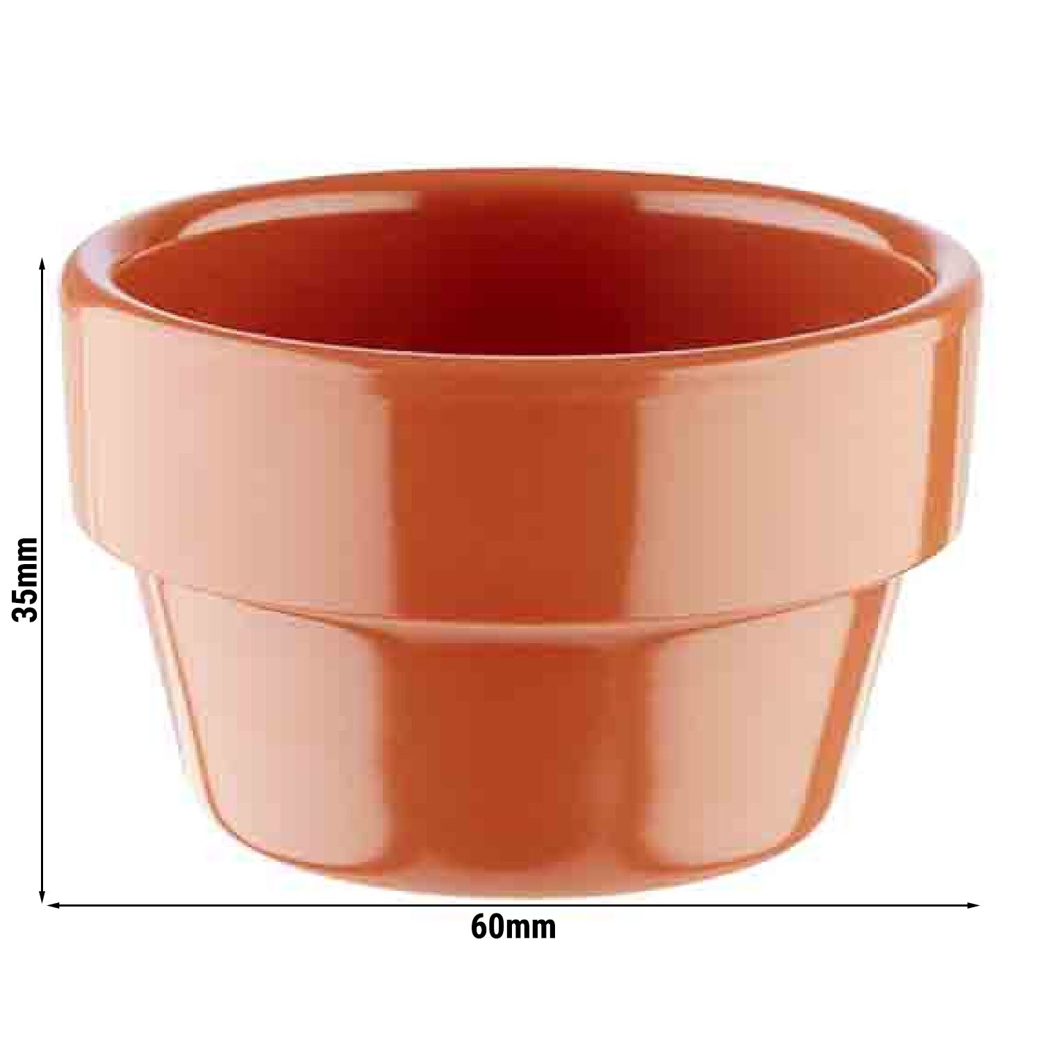 (60 pièces) Coupelles à sauce - FLOWER POT - Melamine - 40 ml - Ø 60 mm - Terracotta