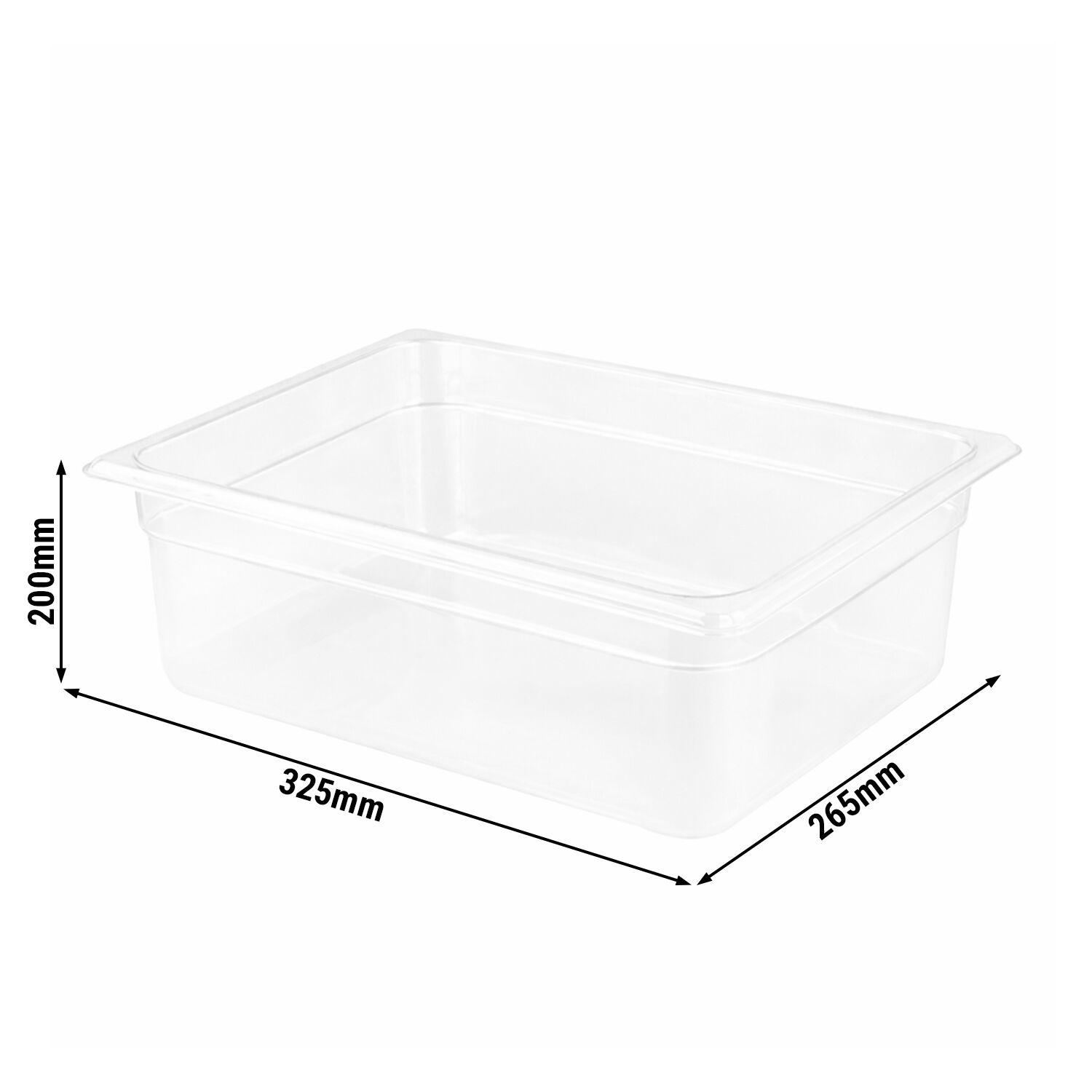 (6 pièces) Bac en Polypropylène - GN 1/2 - Translucide - 11,7 L - Hauteur : 200 mm