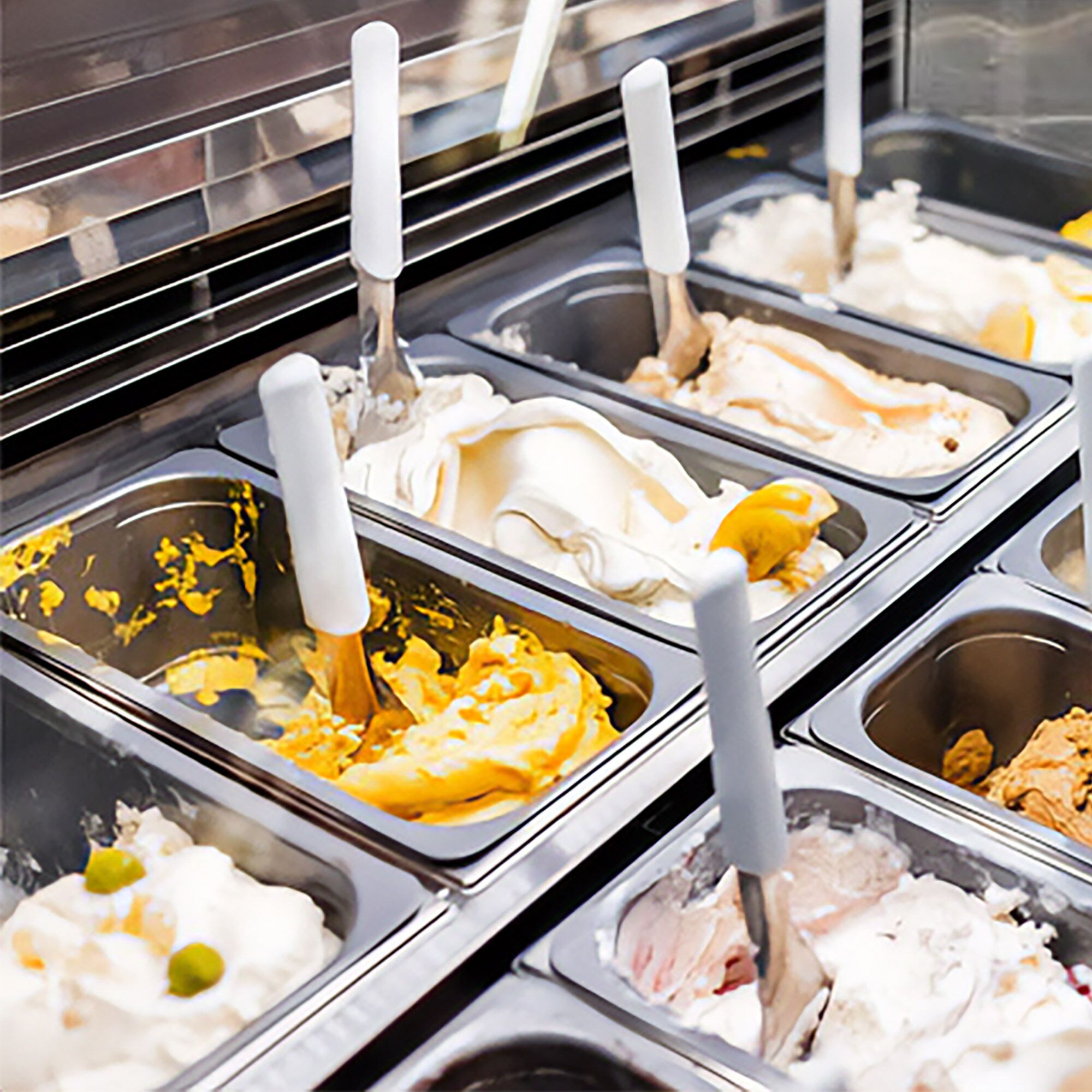 Vetrina Gelato ADAM - 1200mm - Convezione - per 12 contenitori per gelato da 5 litri o 8 da 7 litri - Bianco