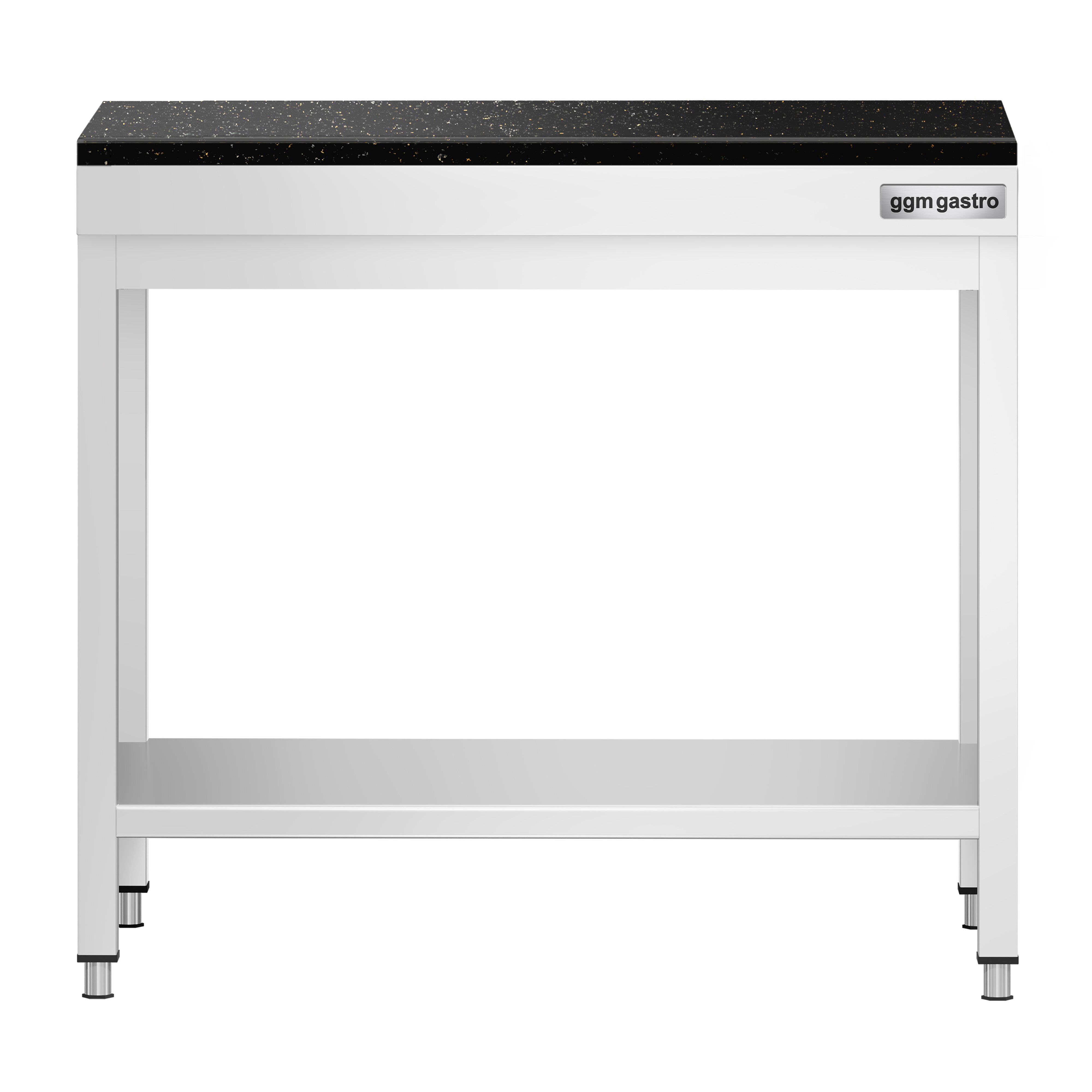 Table de travail inox PREMIUM - 700 x 600 mm - avec tablette inférieure - incl. Plan de travail en Granit