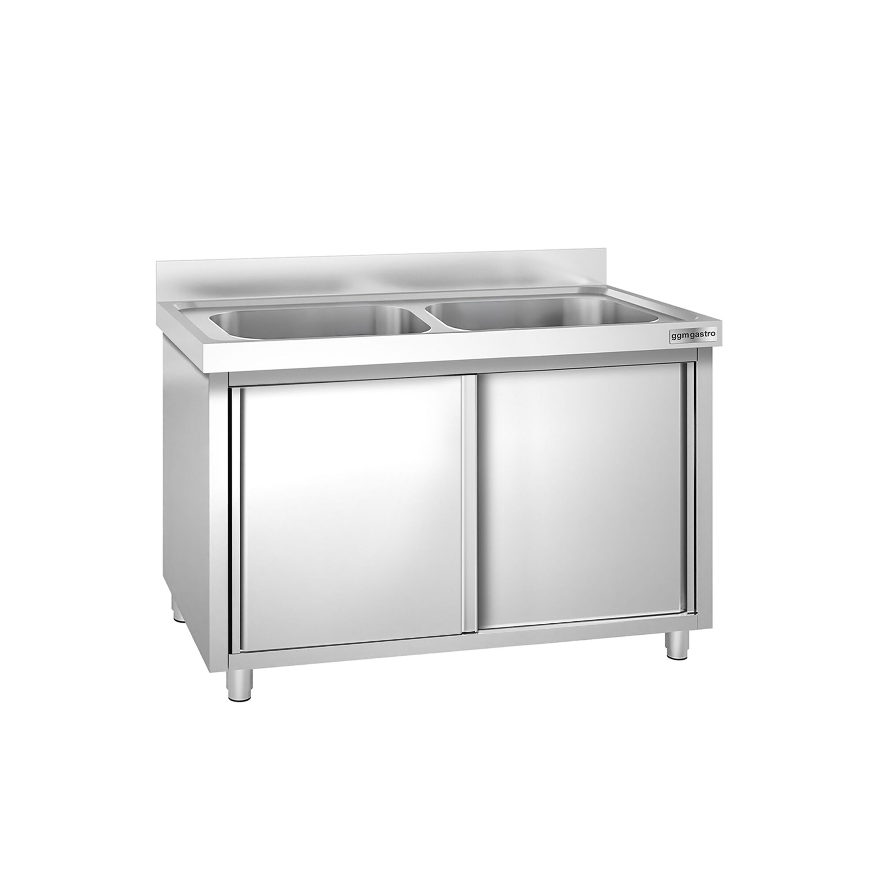 PREMIUM pot washing cabinet – 1600 x 600 mm – with 2 basins