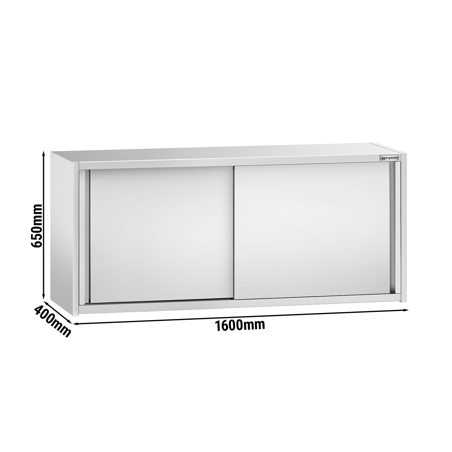 Armoire murale en acier inoxydable PREMIUM - 1600x400mm - avec portes coulissantes - 650mm de haut