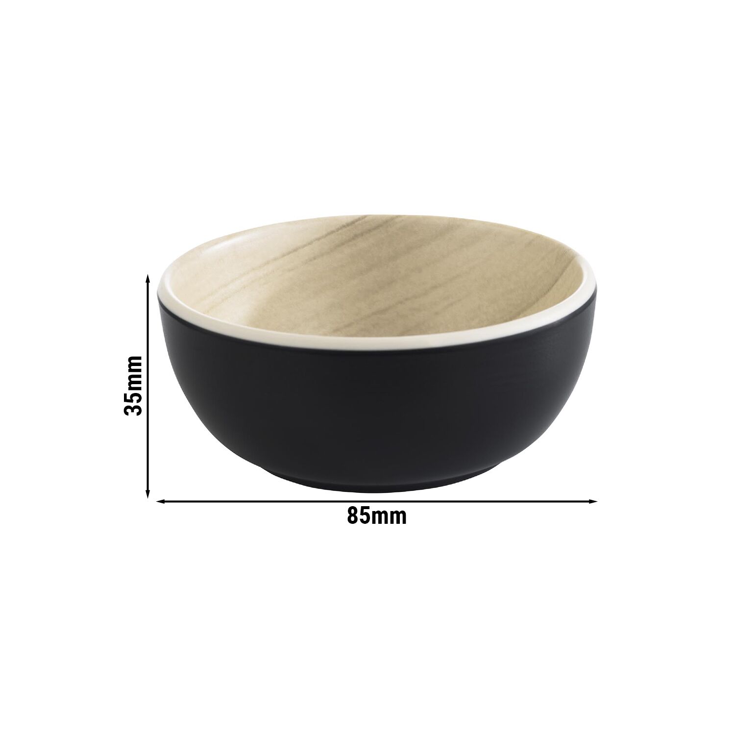 (6 pièces) Bol - FRIDA - Mélamine - 0,1 litre - Ø 85 mm - Noir