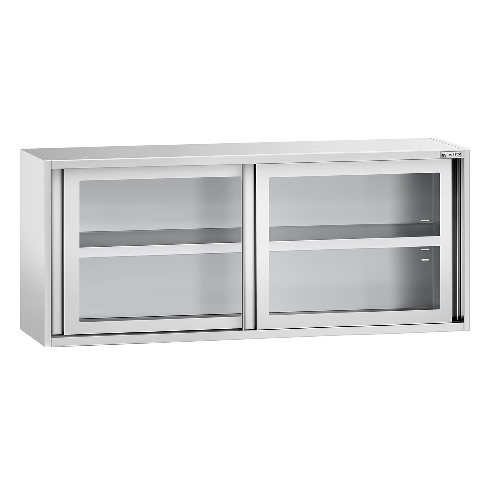 Edelstahl Wandhängeschrank - 2000x400mm - mit Glasschiebetür - 800mm hoch