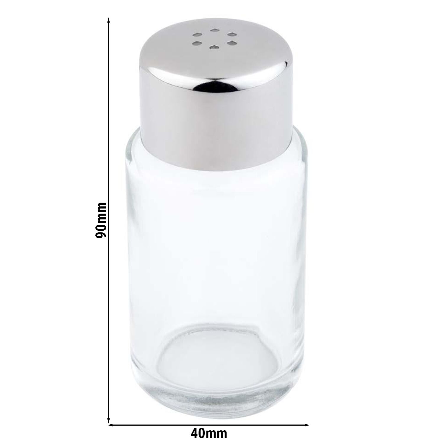 (6 pcs) Salière & Poivrière - trous Ø 1,85mm - Verre - Hauteur: 90mm - Mat