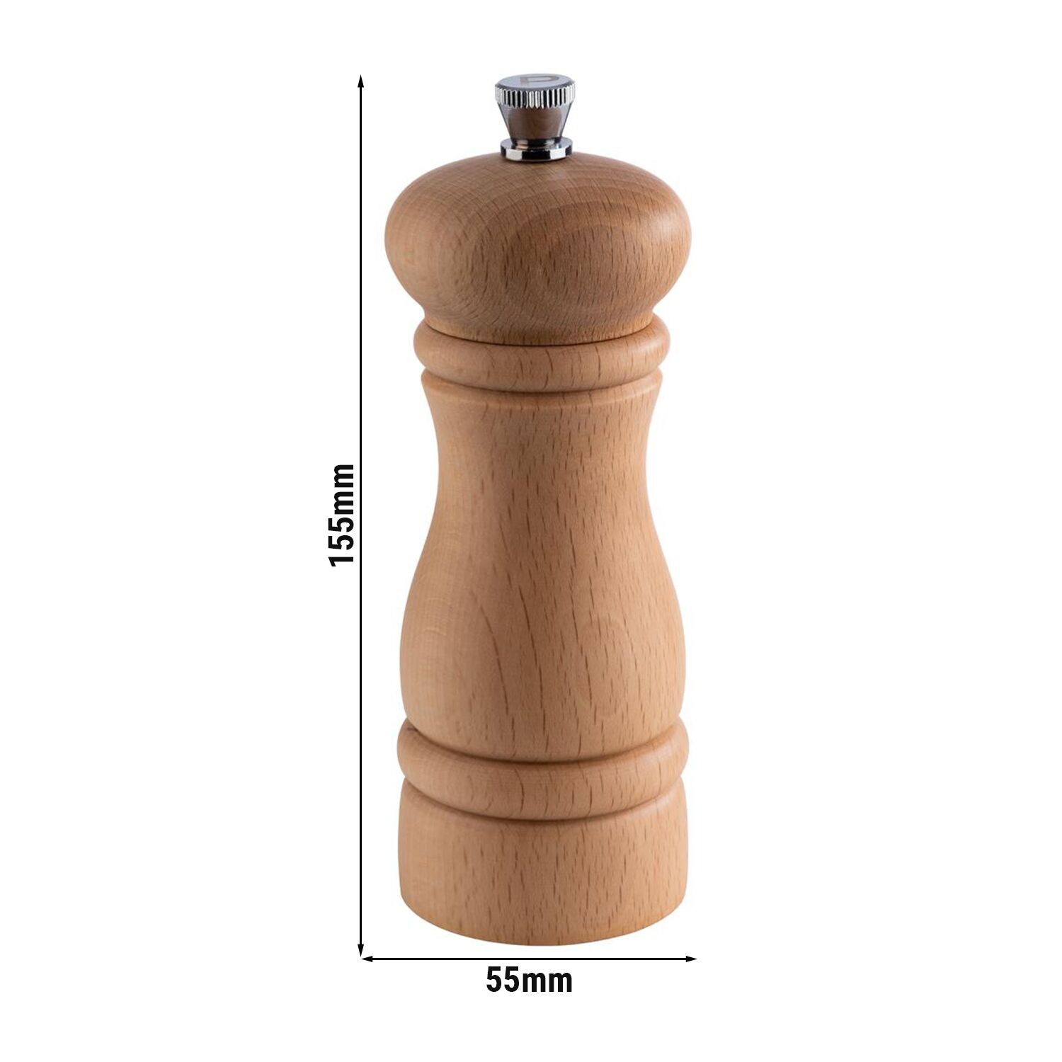(6 pièces) Moulin à poivre – ETERNAL – Bois – Hauteur : 155 mm – Beige