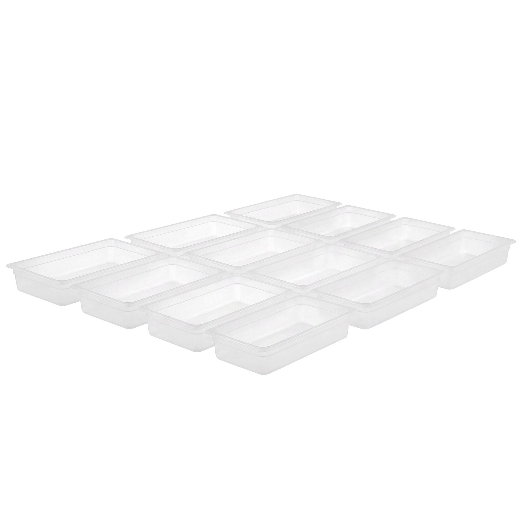 (12 pièces) Bac en Polypropylène - GN 1/3 - Translucide - 3,6 L - Hauteur : 100 mm