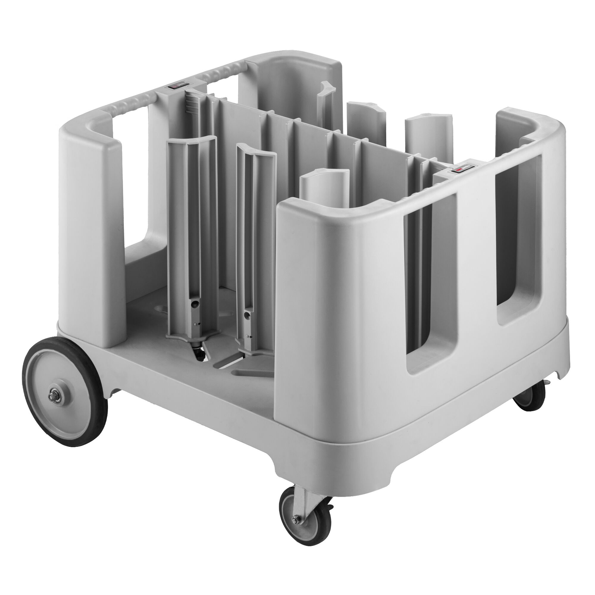 Chariot porte-assiettes - 963mm - avec roulettes & 6 cloisons de séparation réglables - 405 assiettes - Polyéthylène