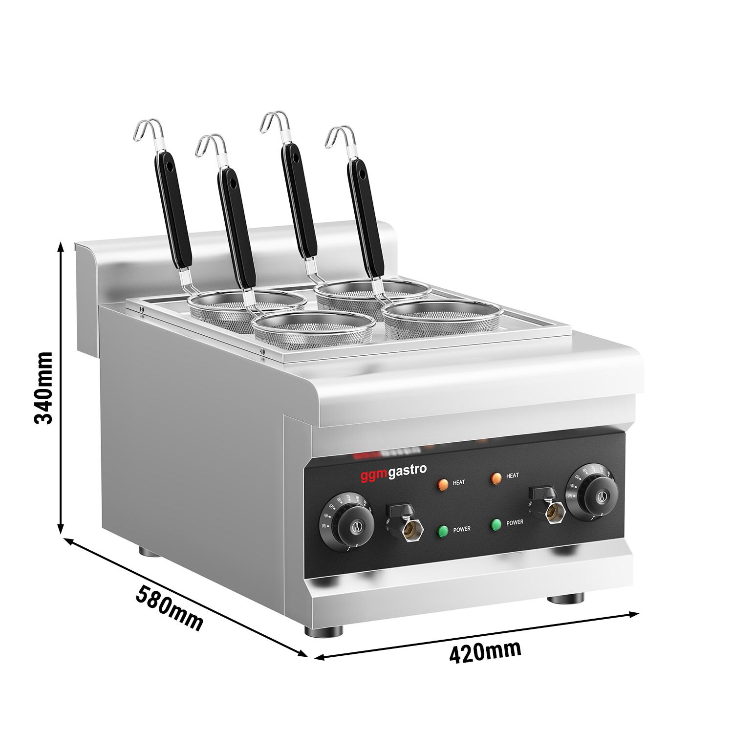 Cuiseur à pâtes électrique – 3 kW – incl. 4 paniers