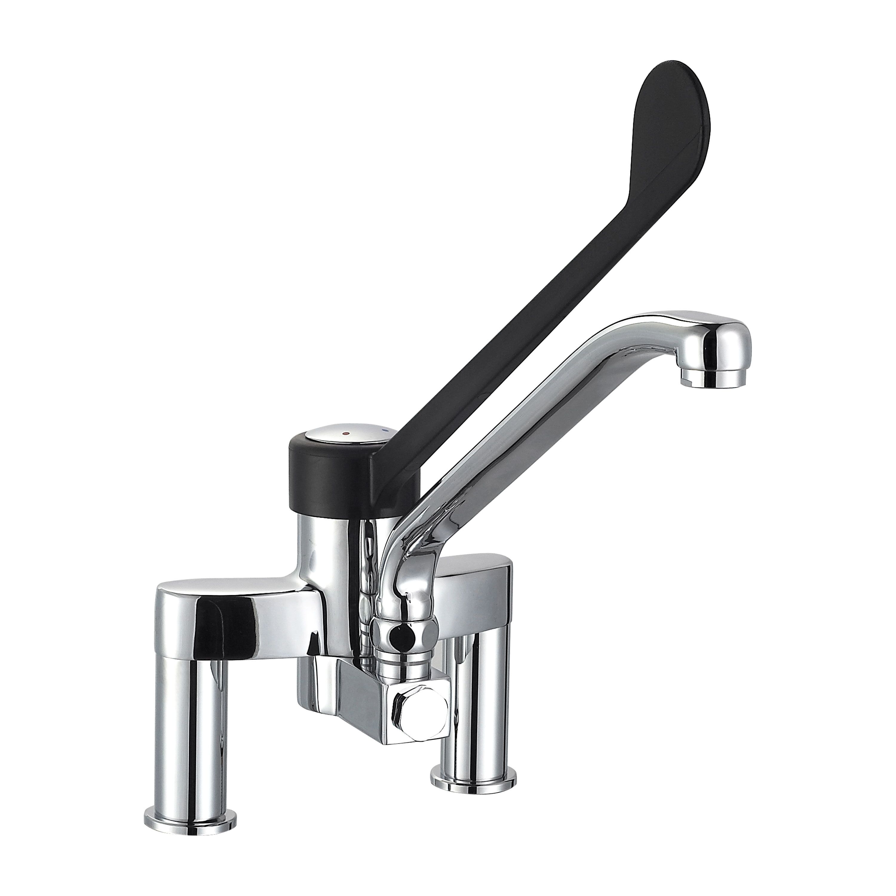 Mélangeur bi-trou - entraxe150mm - avec bec orientable, levier unique, cartouche céramique & raccord3/4" - col haut375mm