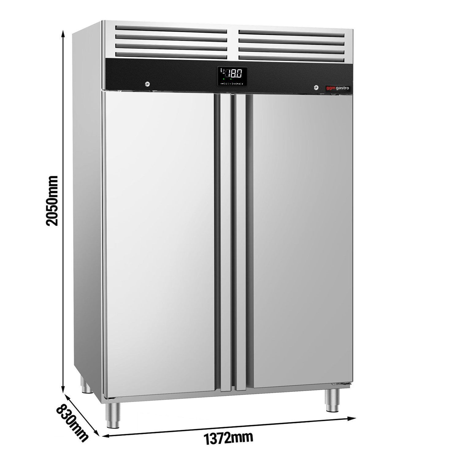 Armoire réfrigérée négative Inox AISI 304 PREMIUM - GN 2/1 - 1200 L - avec 2 portes