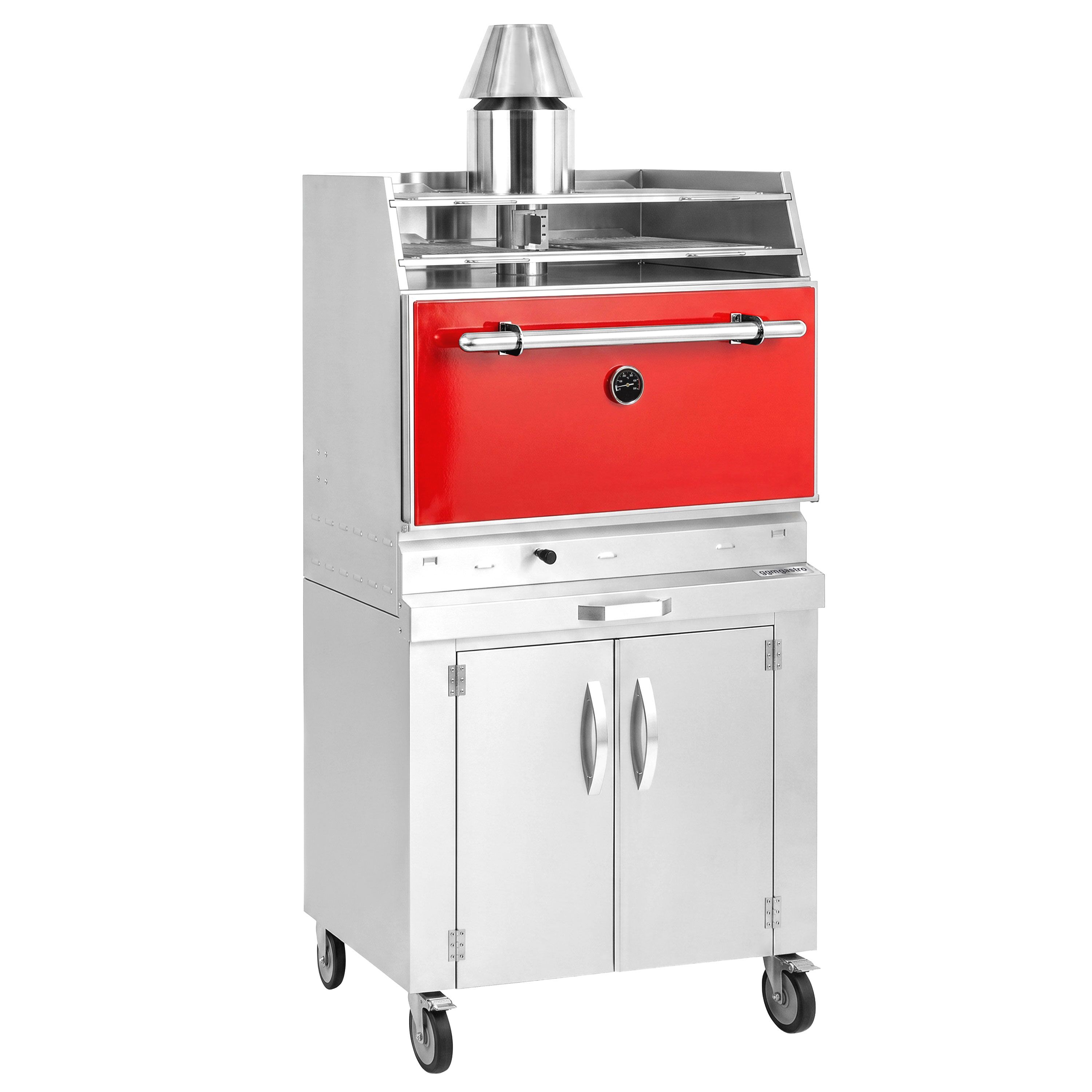 Charcoal Oven - 920mm - with cabinet base - Red