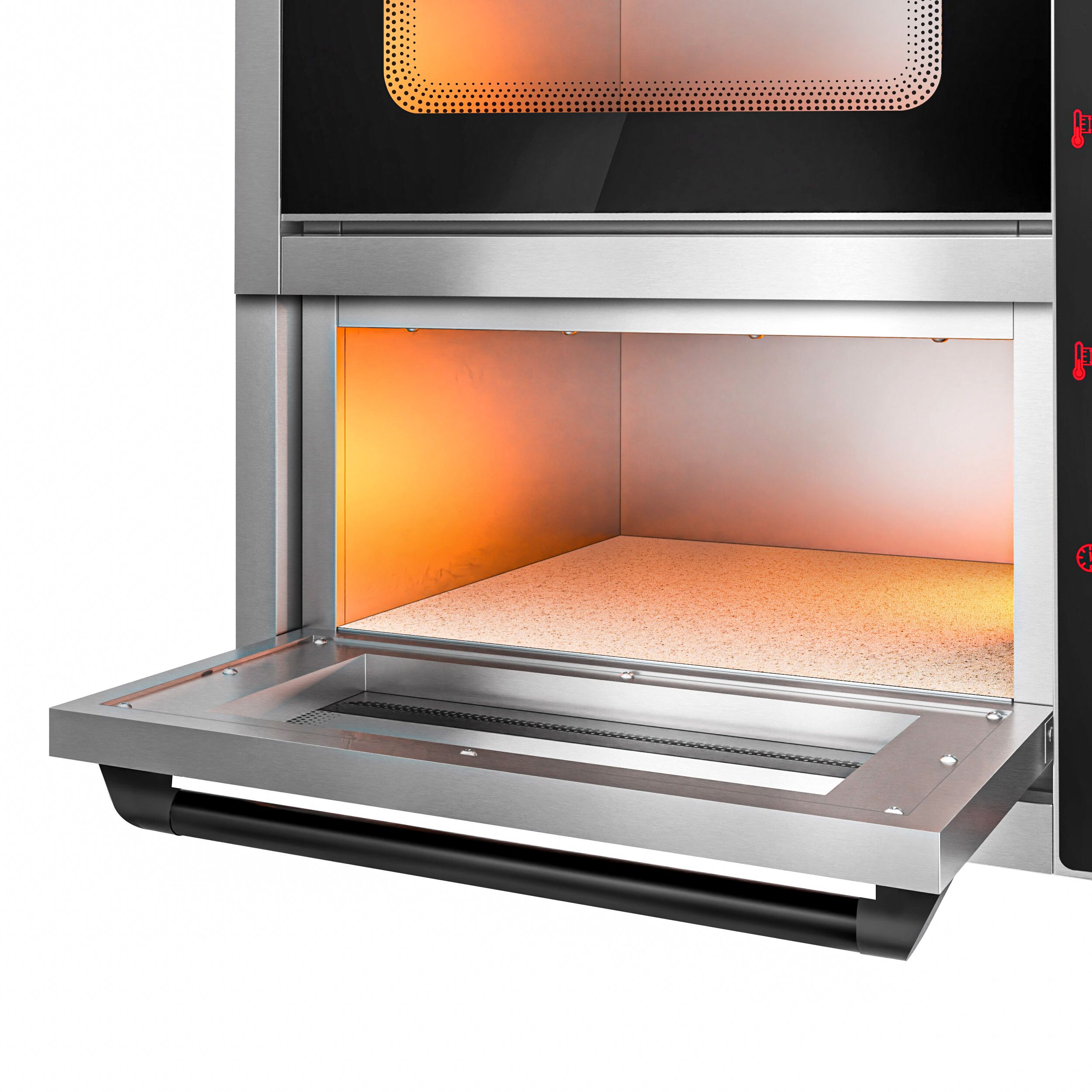 Electric Deck Pizza Oven - Twin Deck - Stone Deck - 4+4 - Ø 20cm (8") - 230V Single Phase - Mechanical Controls - Black - up to 350°C
