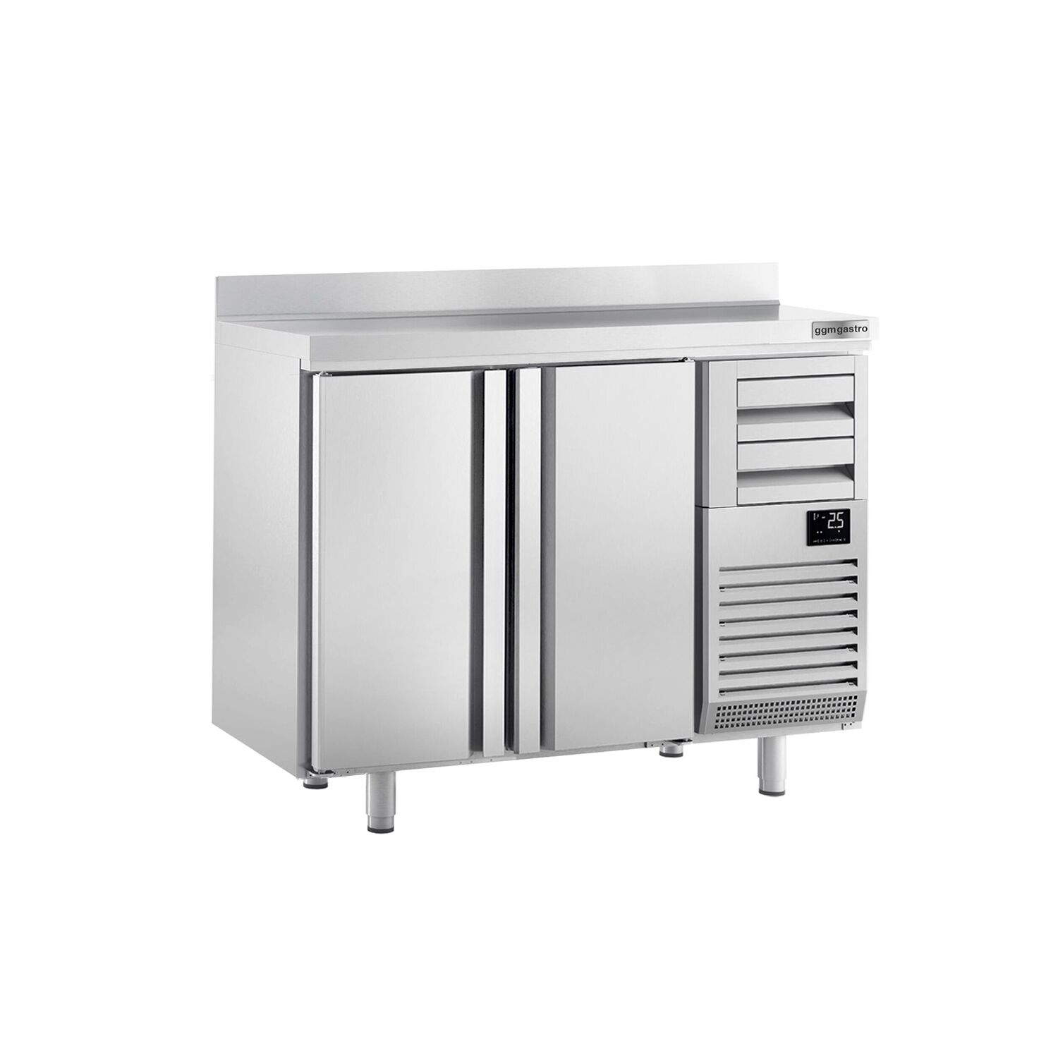 Arrière-bar réfrigéré professionnel  Premium PLUS - 1470 x 600 mm - avec 2 portes, 2 tiroirs et dosseret
