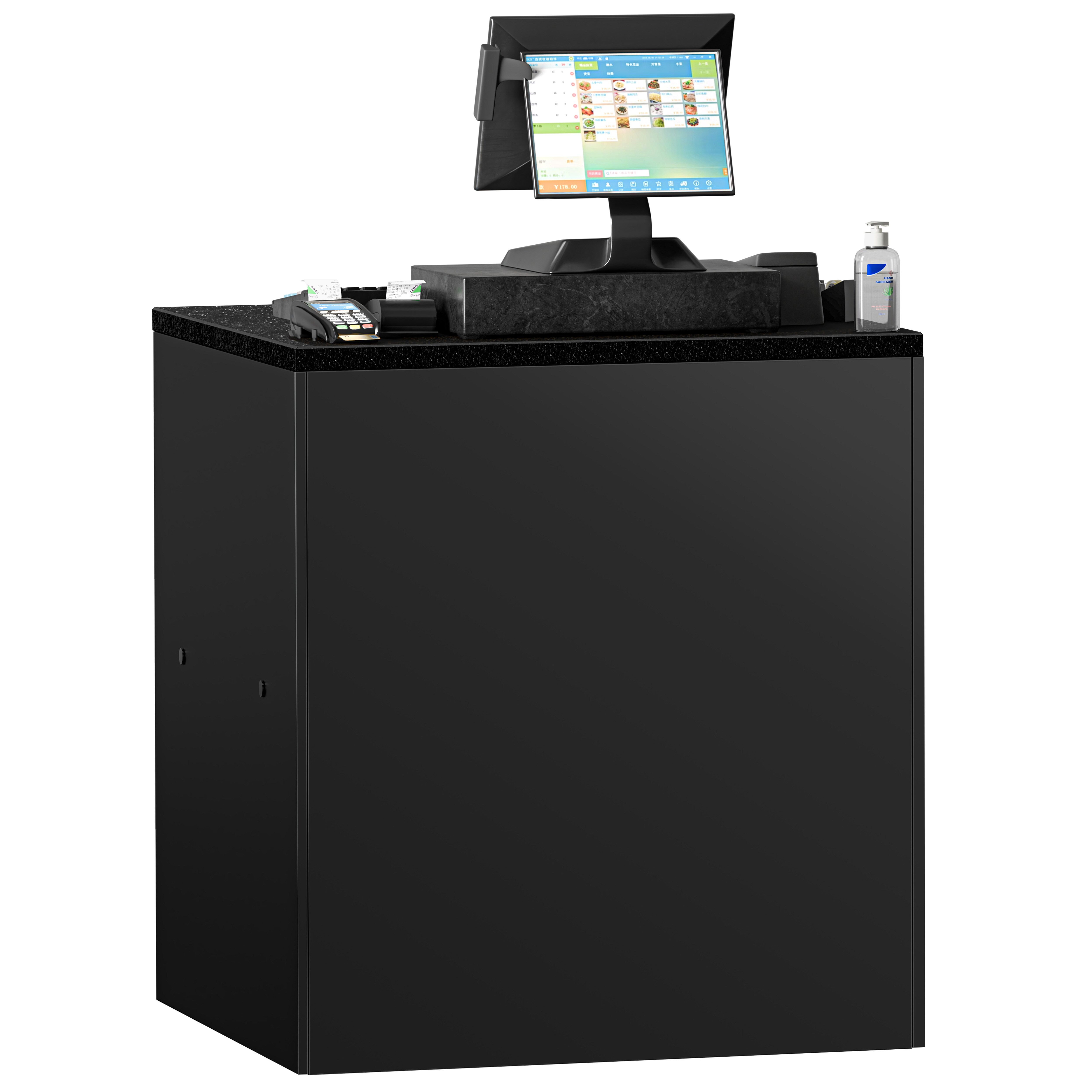 Table de caisse MADRID – 800 mm – plan de travail en marbre Noir – Noir mat