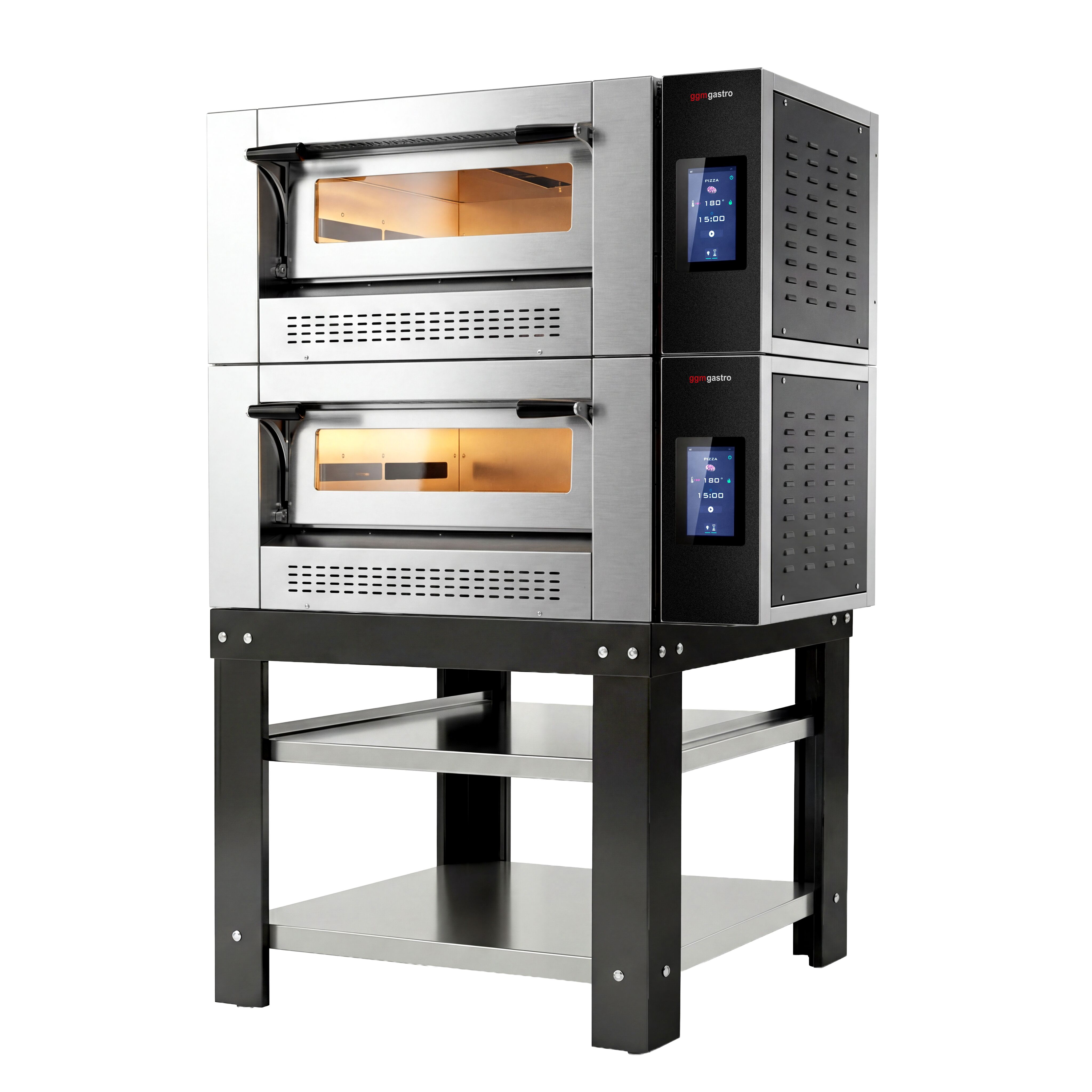 Four à pizza à gaz - 4 + 4 x 30 cm - Touch - avec soubassement inclus