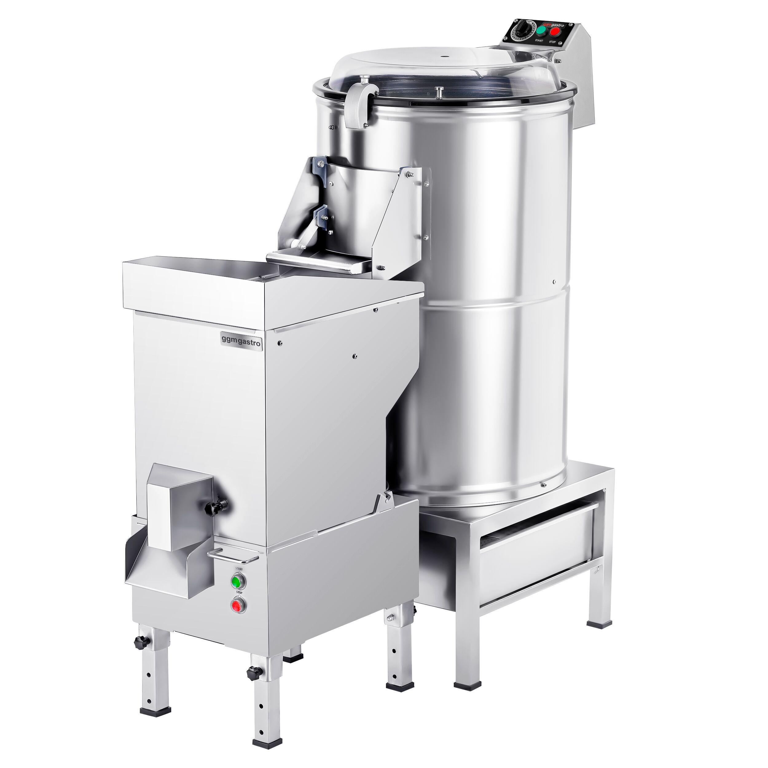 Éplucheuse à pommes de terre professionnelle - 600kg/h - 1,5kW - 400V - avec filtre - incl. coupe-frites