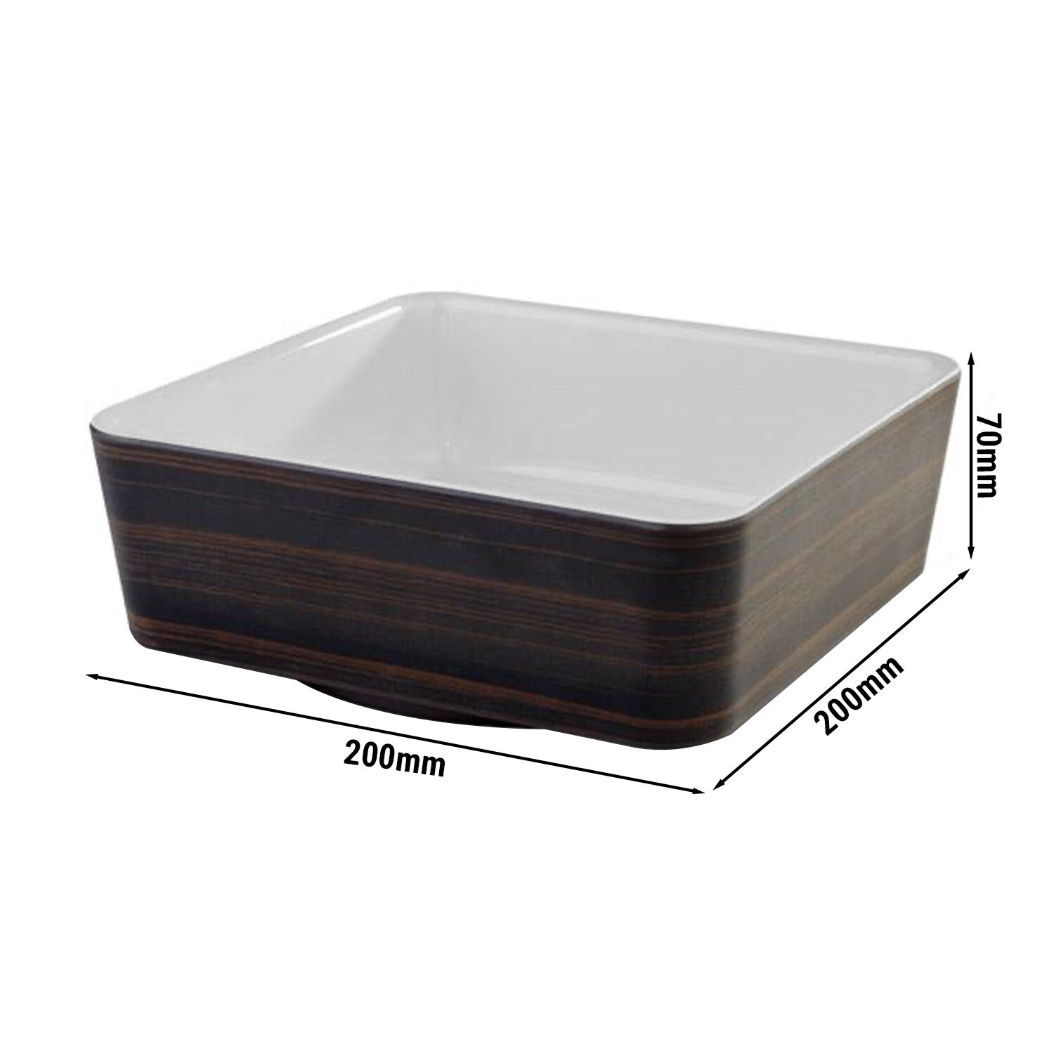 (6 pcs) Coupe - UNIVERSAL - Mélamine - 1,5L - carré - 200x200mm - Profondeur : 70mm - Brun aspect chêne - lot de 6